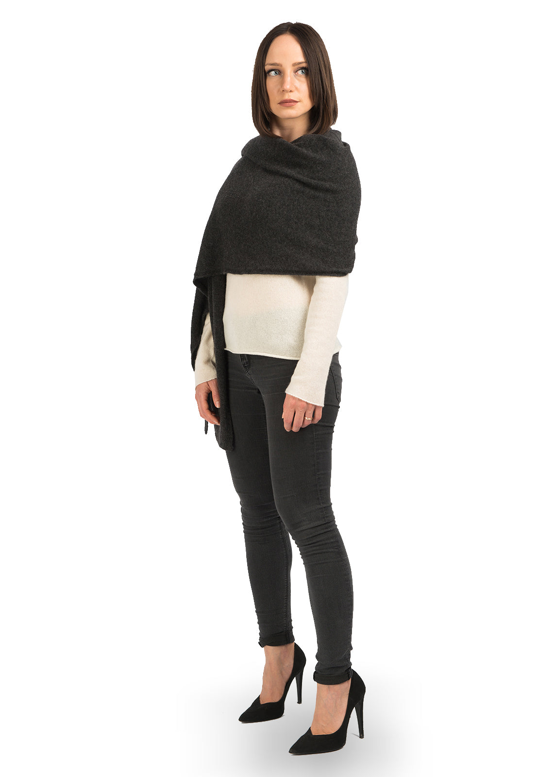 Charcoal Women's 100% Cashmere Wrap, view 2