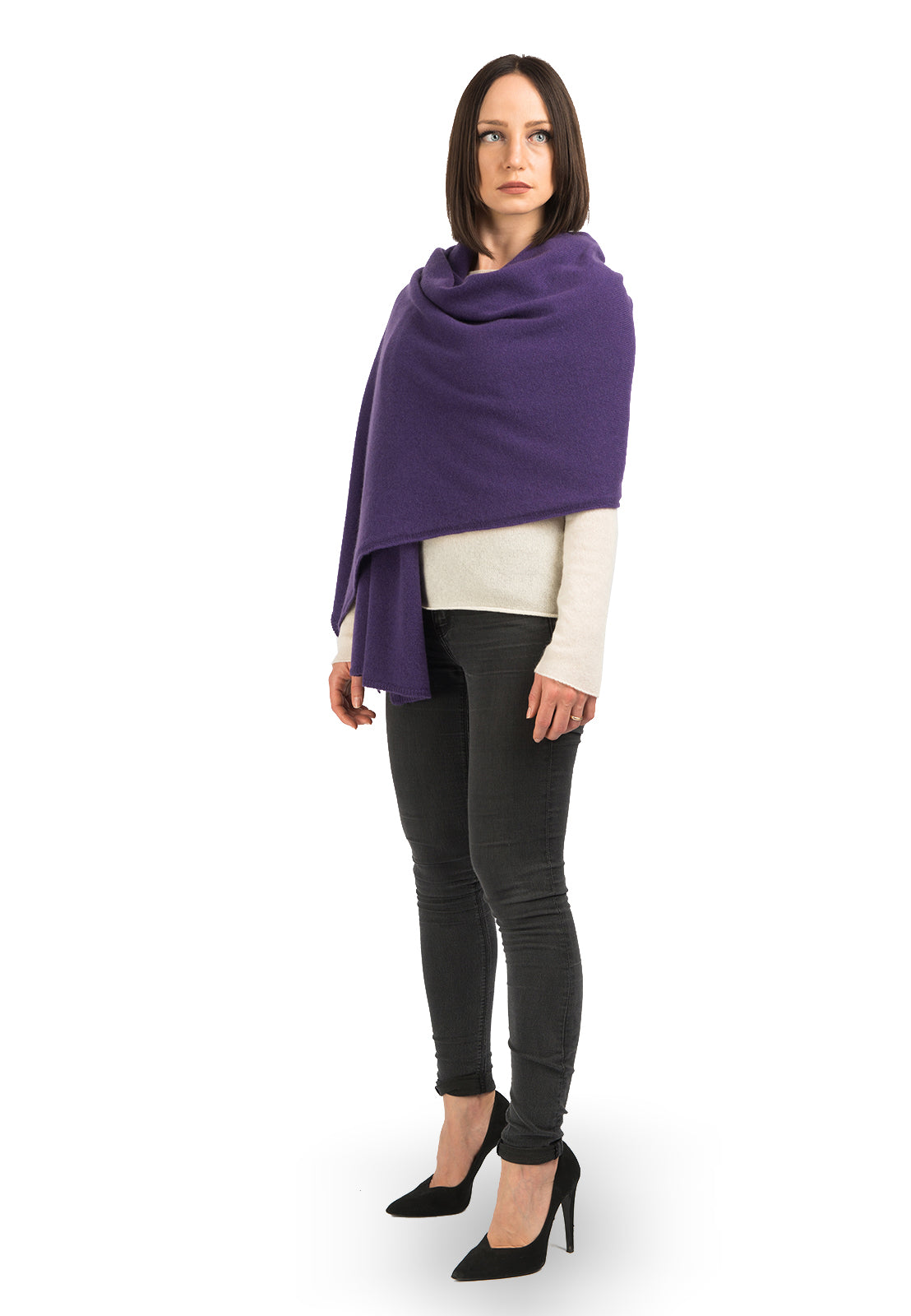 Purple Women's 100% Cashmere Wrap, view 2