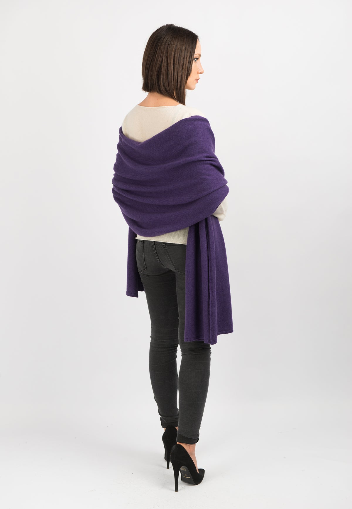 Purple Women's 100% Cashmere Wrap, view 3
