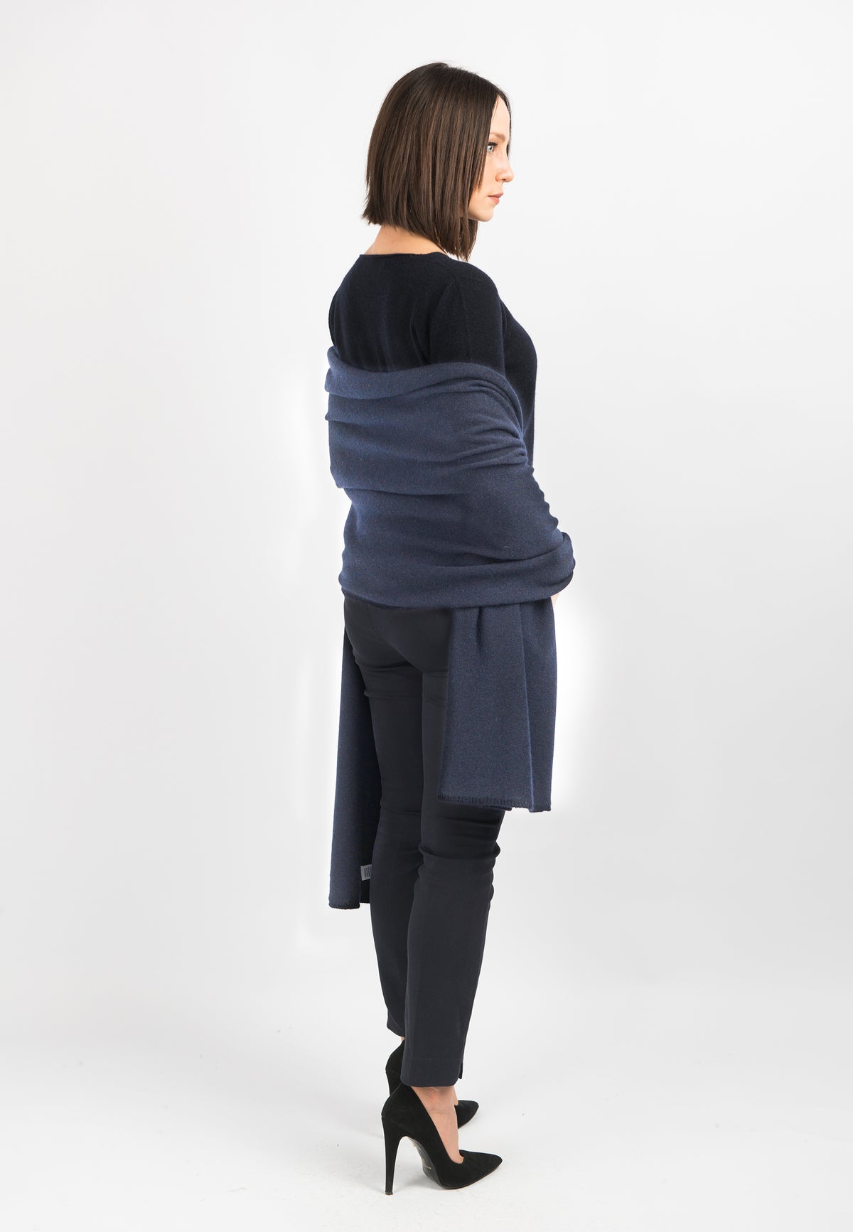 Blue Women's 100% Cashmere Wrap, view 3