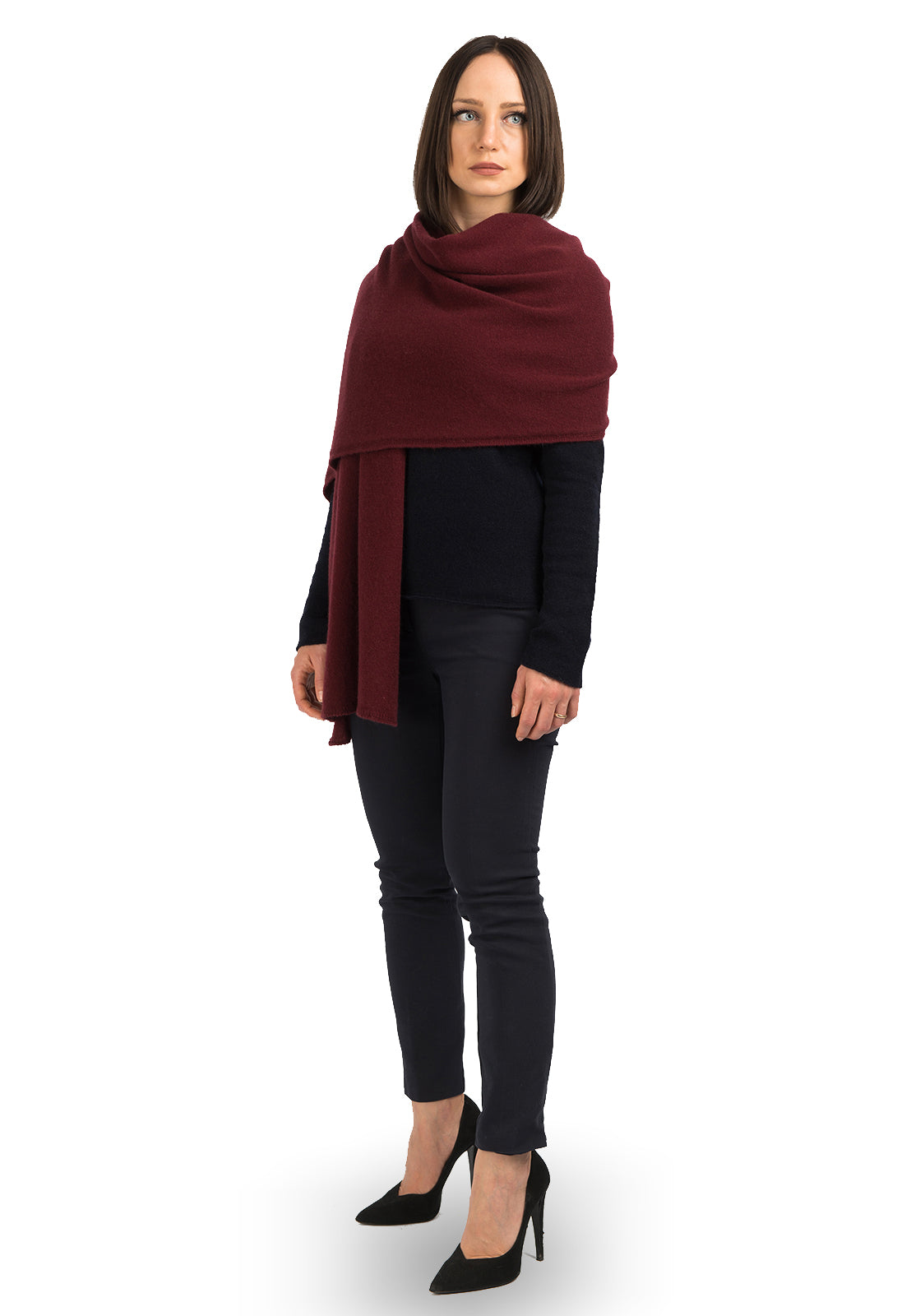 Burgundy Women's 100% Cashmere Wrap, view 3