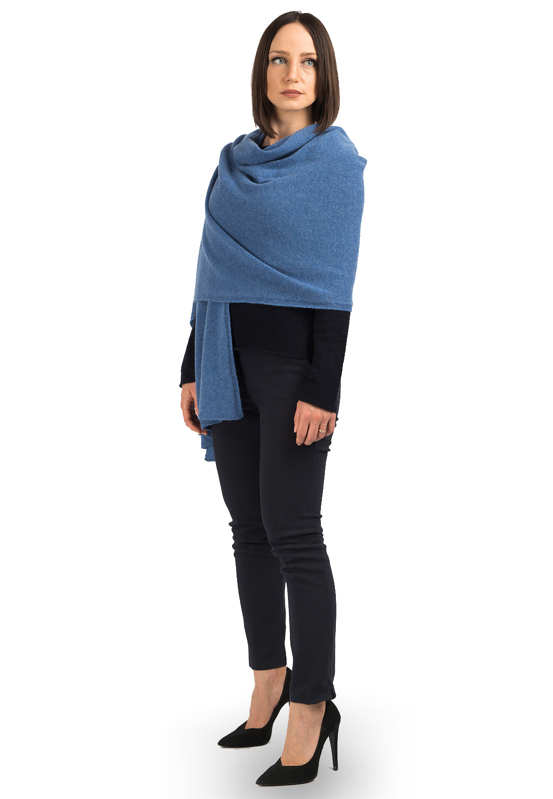 Light Blue Women's 100% Cashmere Wrap, view 2