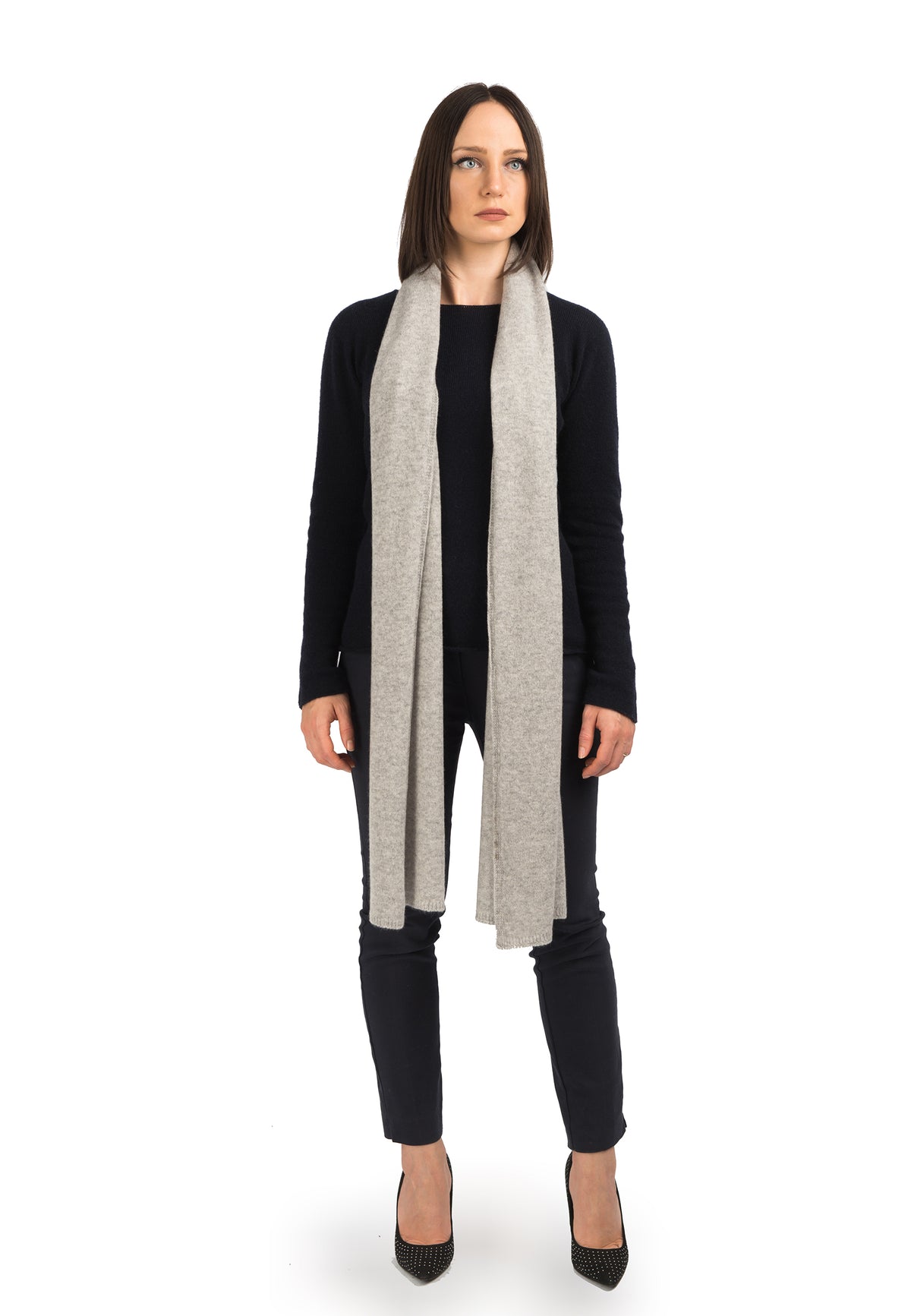 Gray Women's Wide 100% Cashmere Scarf