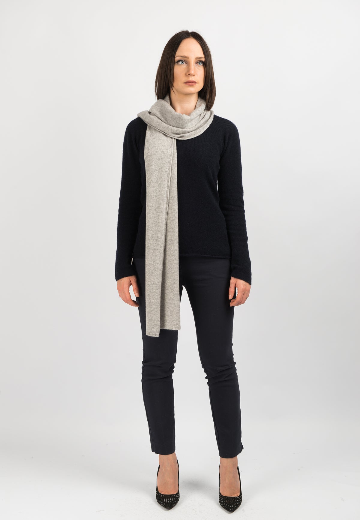 Gray Women's Wide 100% Cashmere Scarf, view 2
