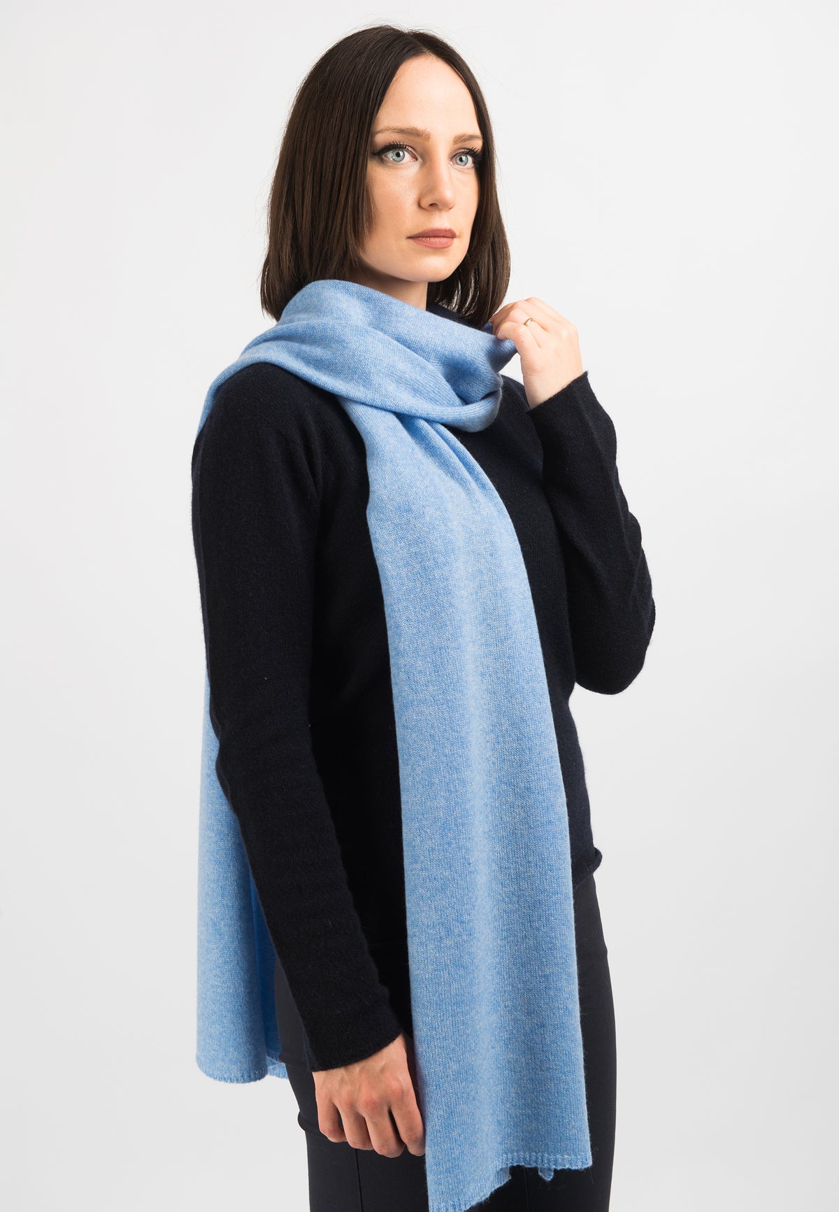 Sky Women's Wide 100% Cashmere Scarf, view 3