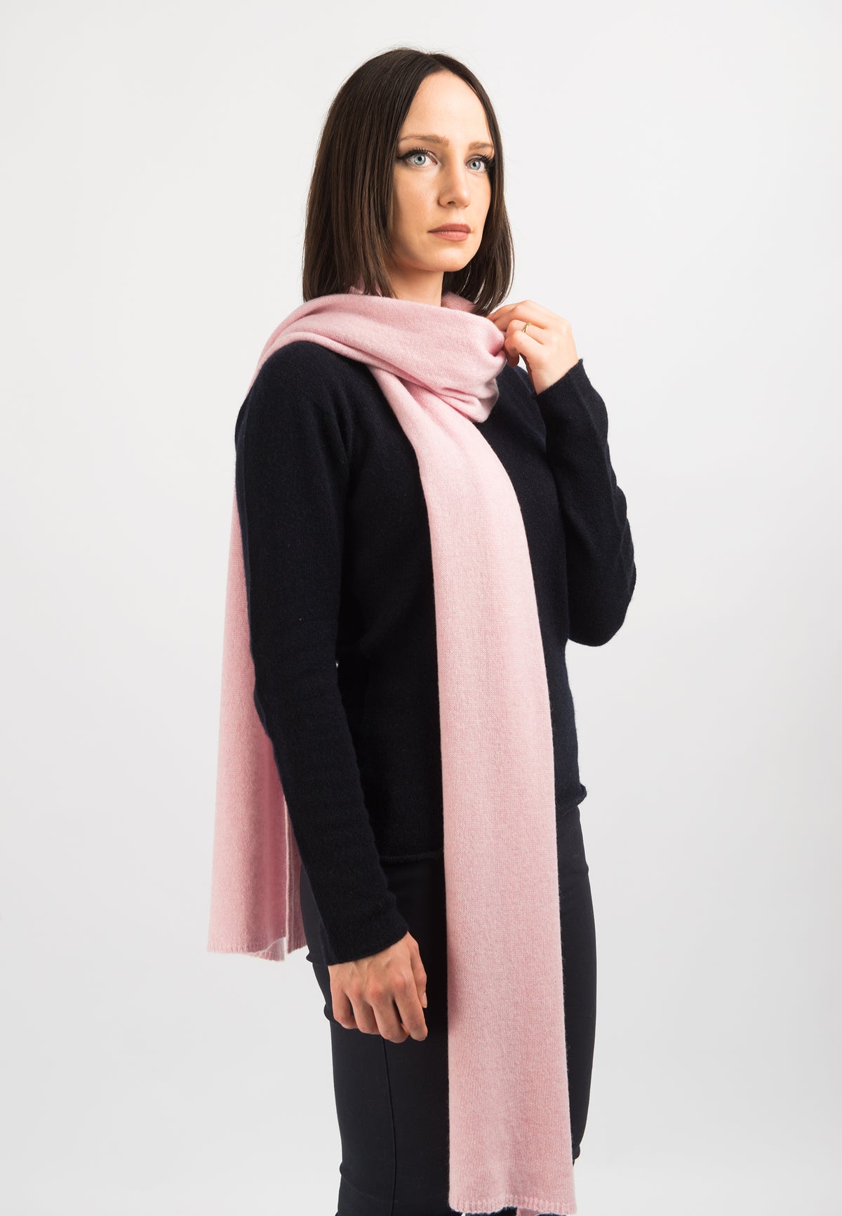 Pink Women's Wide 100% Cashmere Scarf, view 3