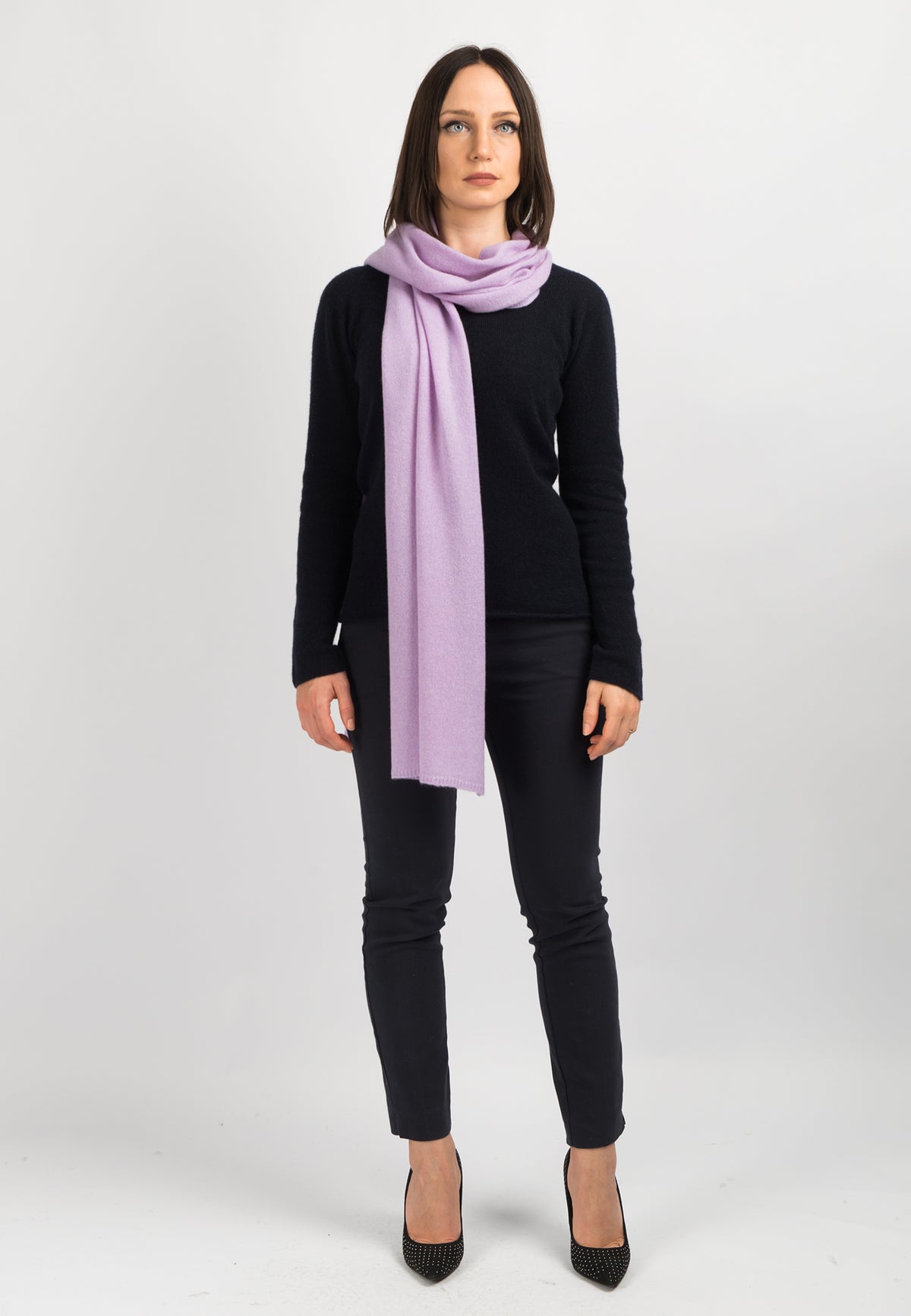 Lilac Women's Wide 100% Cashmere Scarf, view 2
