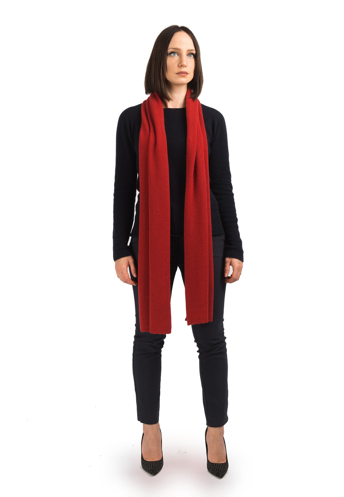 Red Women's Wide 100% Cashmere Scarf