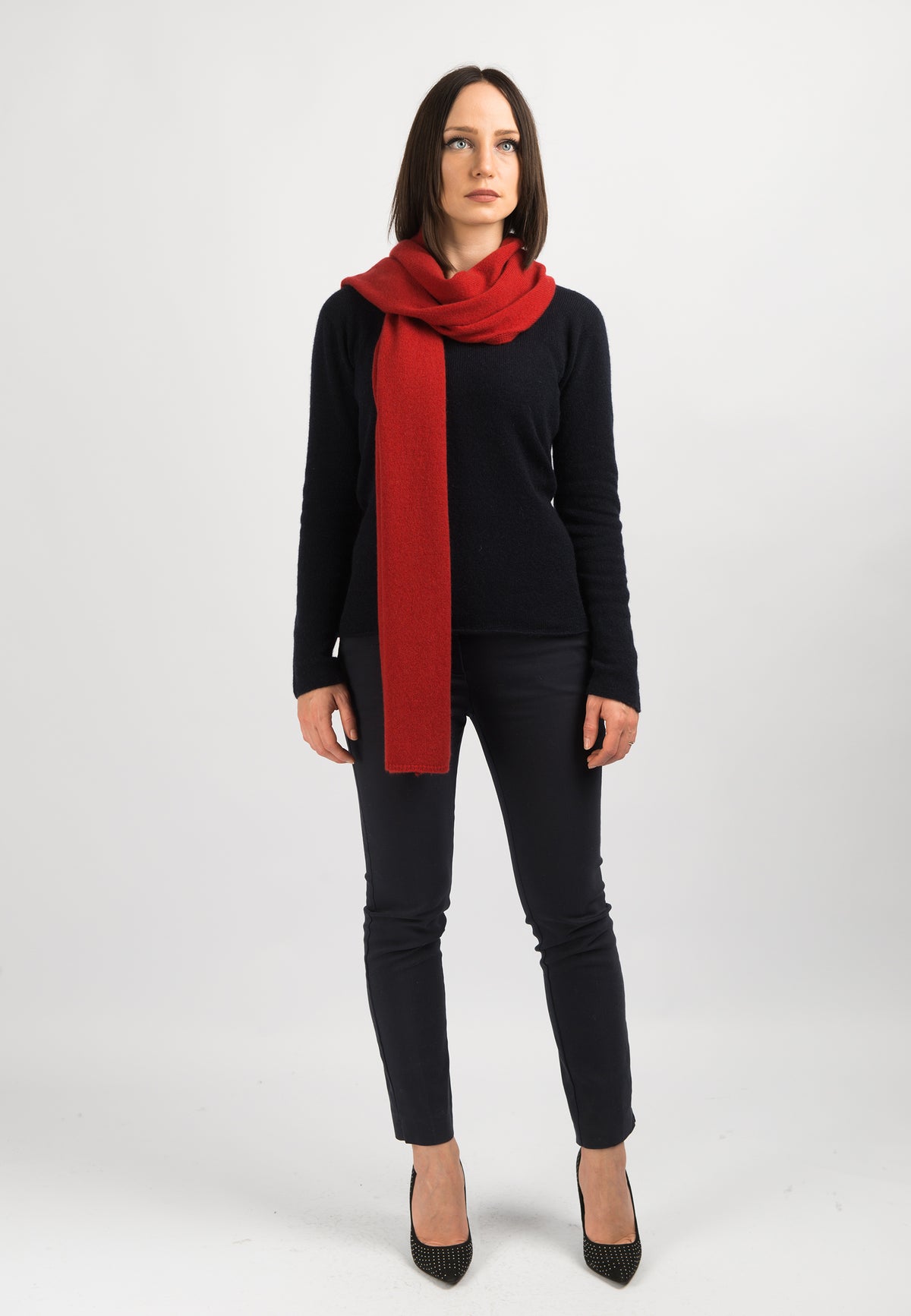 Red Women's Wide 100% Cashmere Scarf, view 2