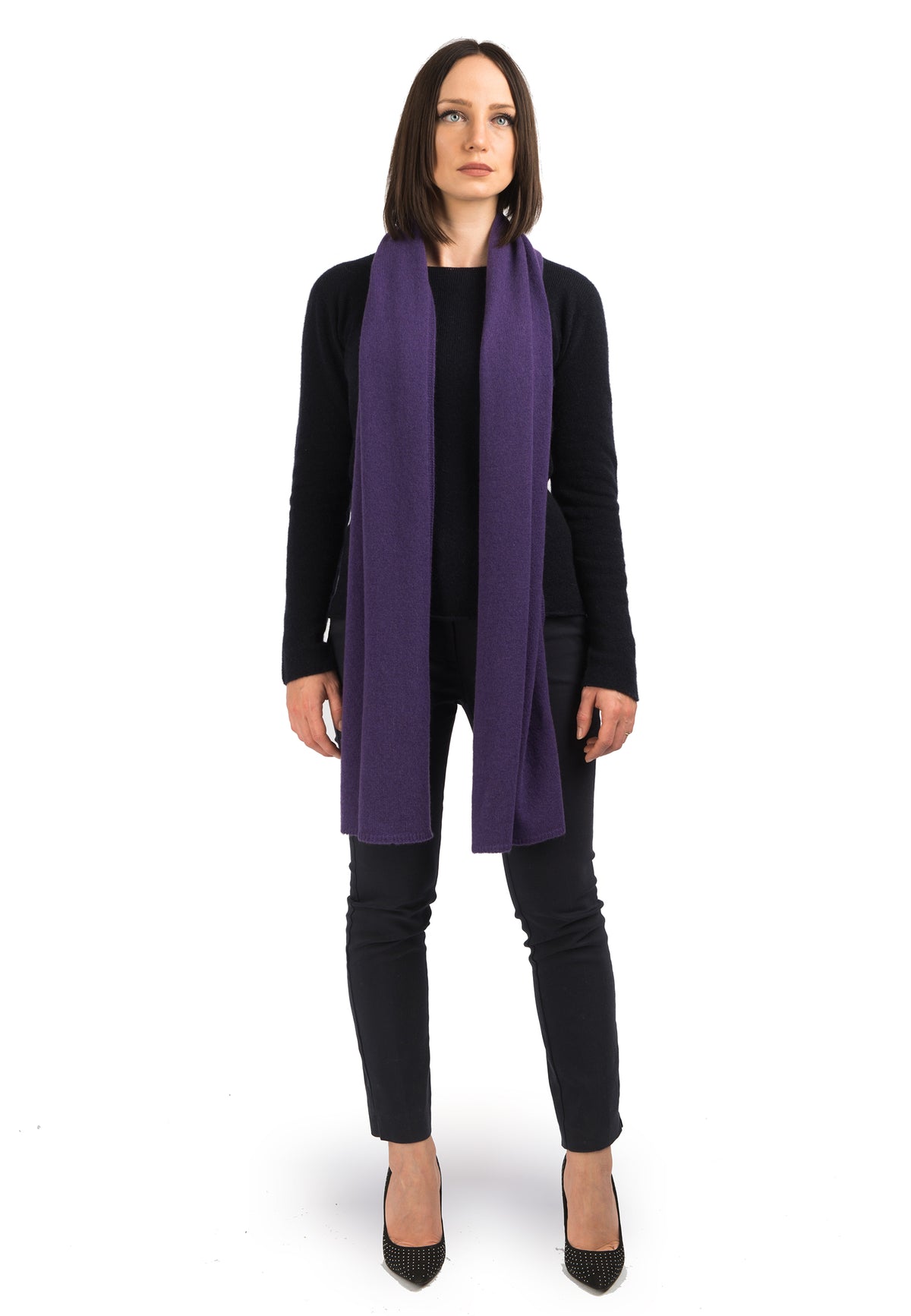 Purple Women's Wide 100% Cashmere Scarf
