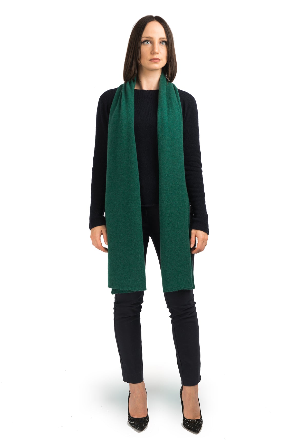Green Women's Wide 100% Cashmere Scarf