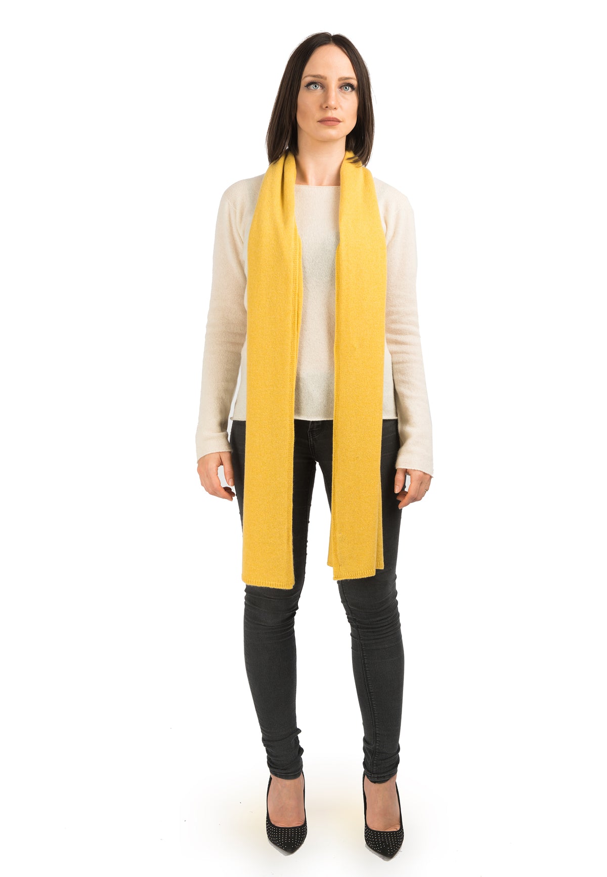 Yellow Women's Wide 100% Cashmere Scarf