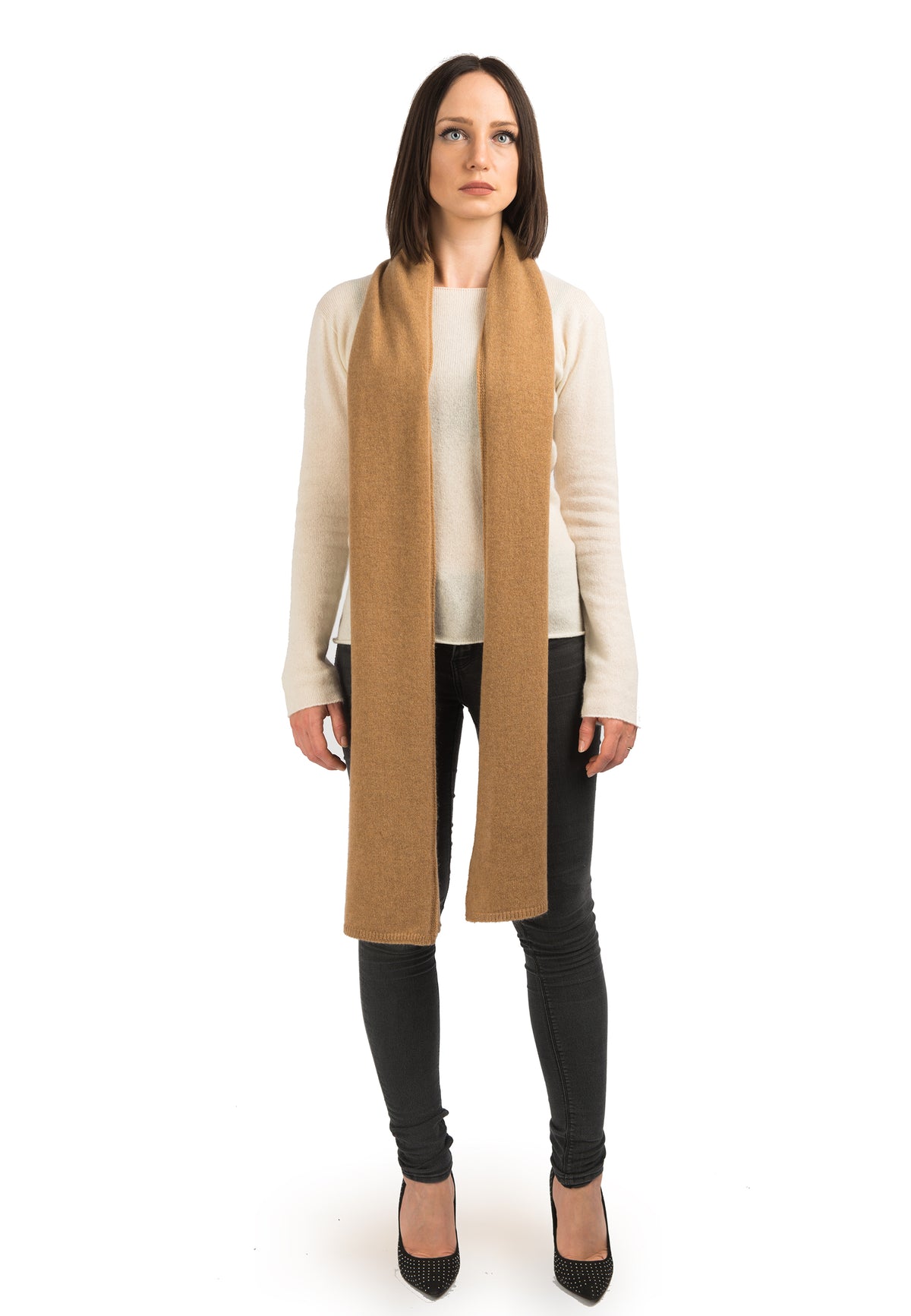 Camel Women's Wide 100% Cashmere Scarf