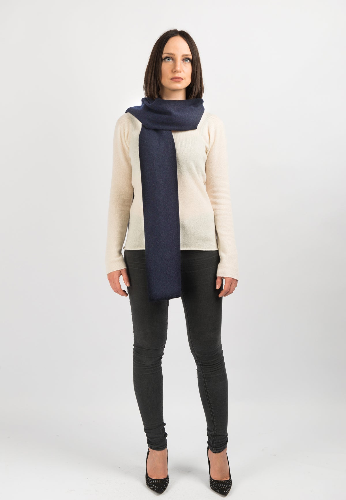 Black Women's Wide 100% Cashmere Scarf, view 2