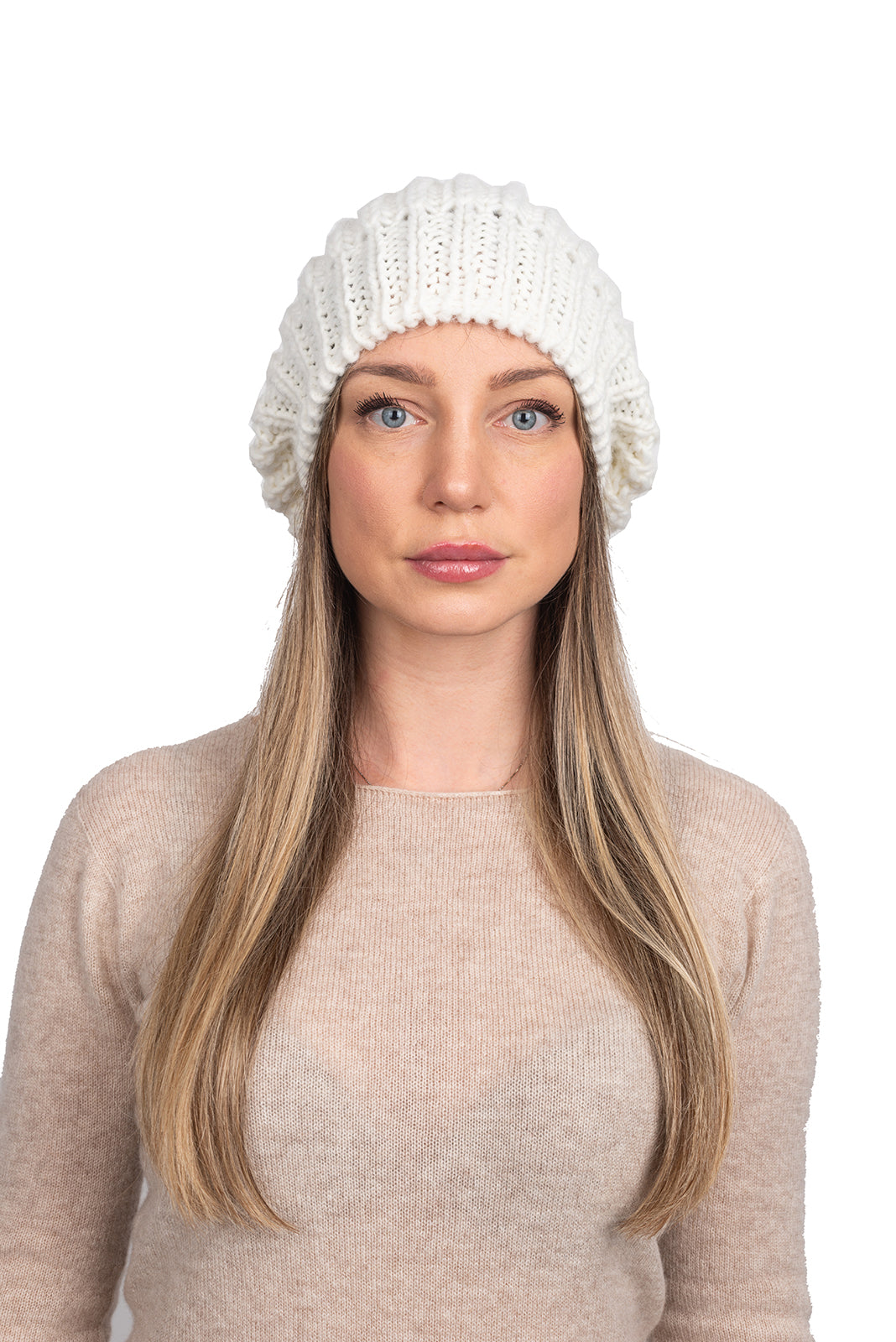 White Women's Fisherman's Rib Beanie
