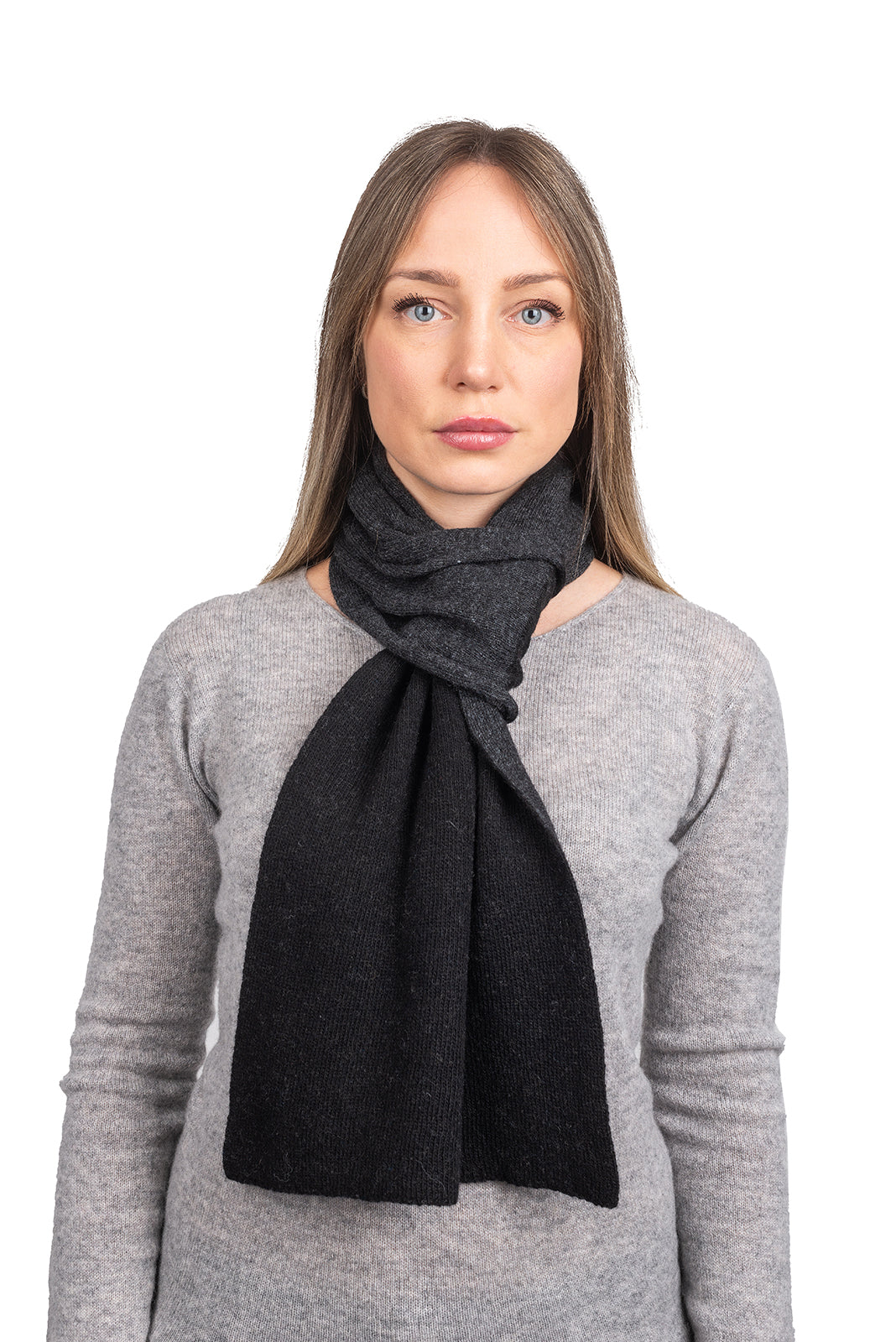 Black-Charcoal Women's Reversible Cashmere Blend Neck Warmer