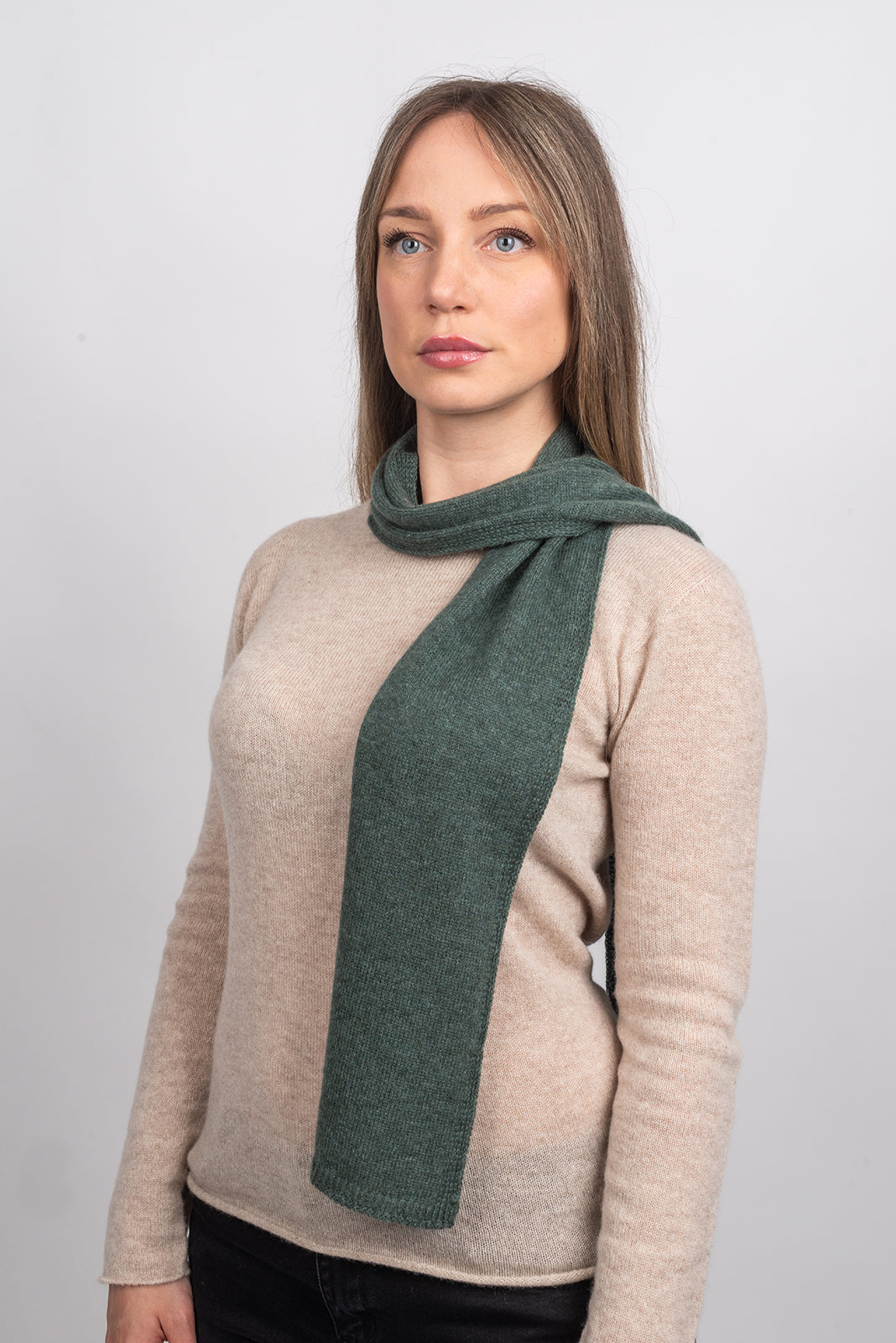 Sage Women's 100% Cashmere Skinny Scarf, view 2