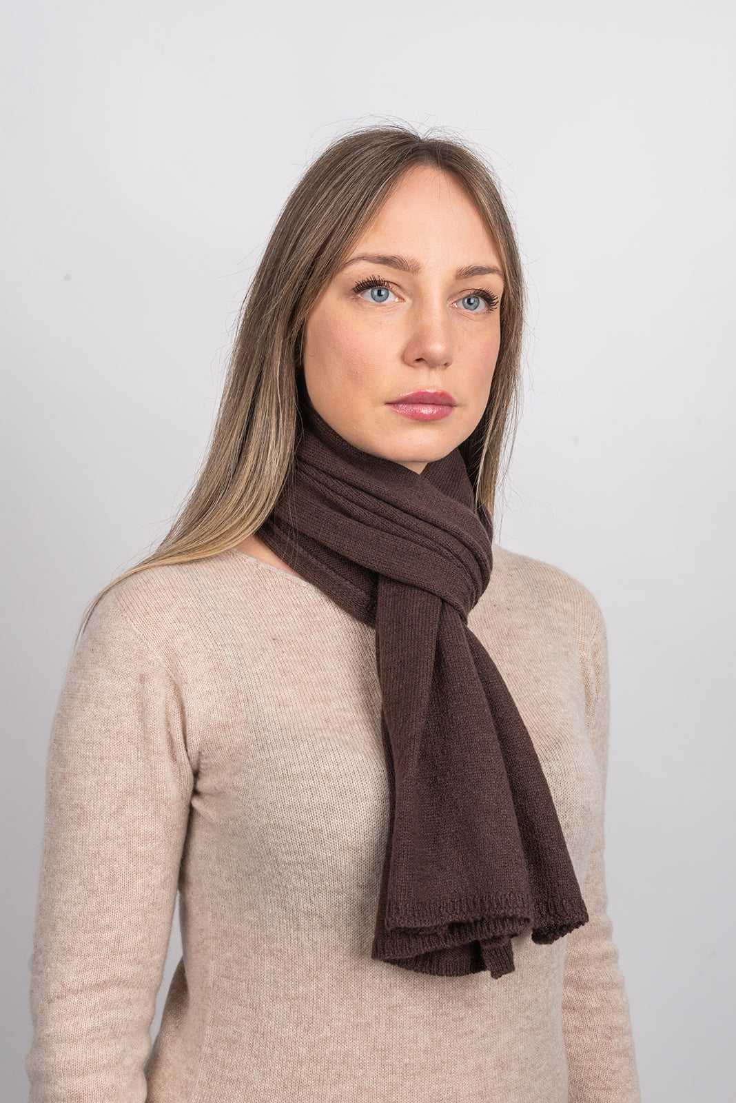 Brown Unisex 100% Cashmere Scarf, view 2