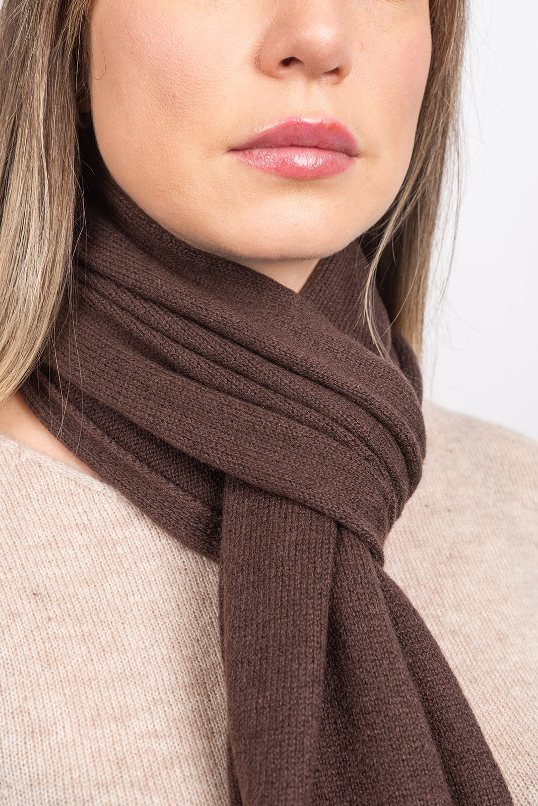 Brown Unisex 100% Cashmere Scarf, view 3