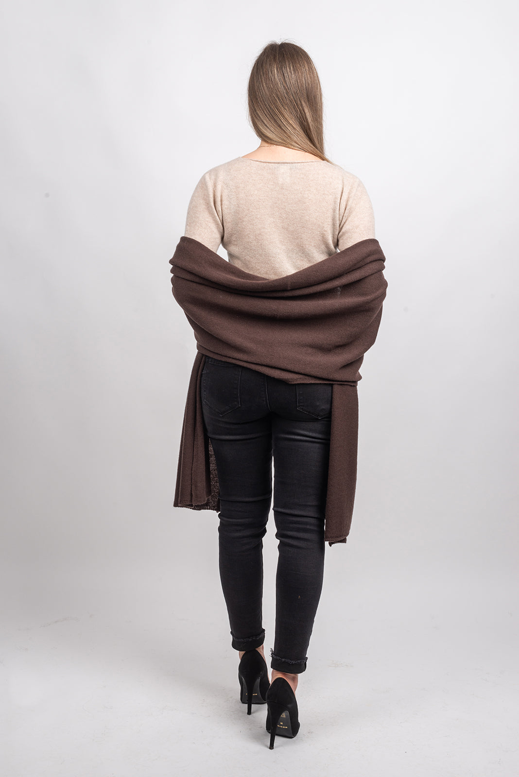 Brown Women's 100% Cashmere Wrap, view 3