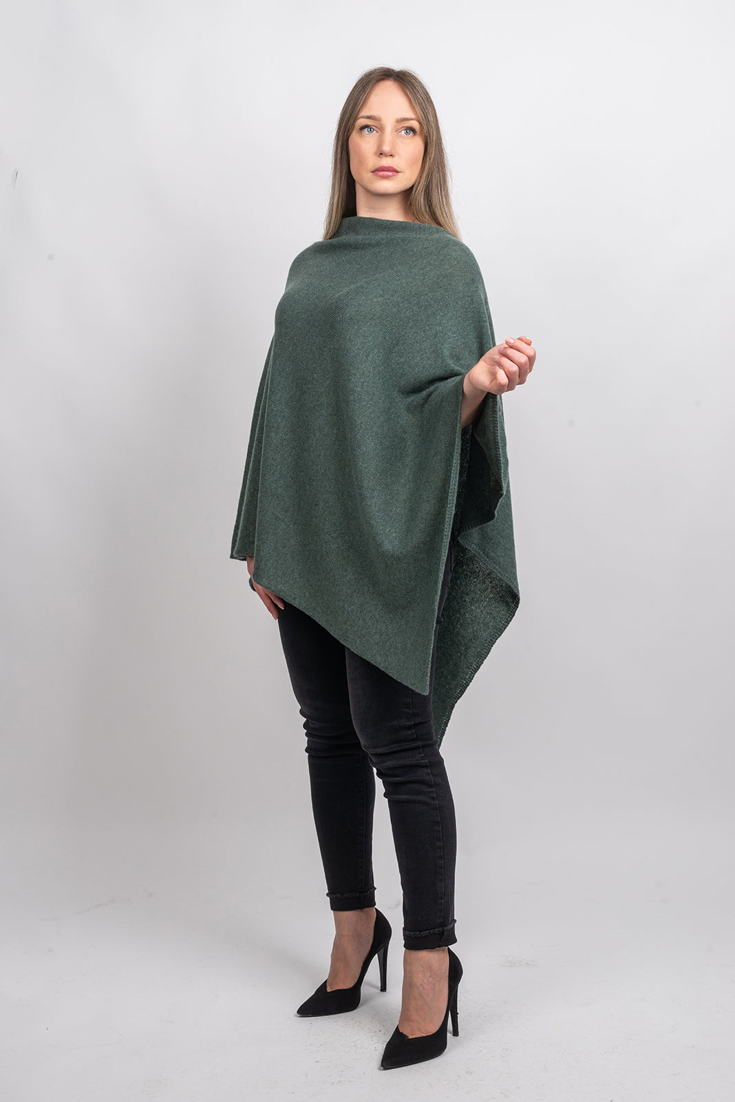 Sage 100% Cashmere Poncho, view 2