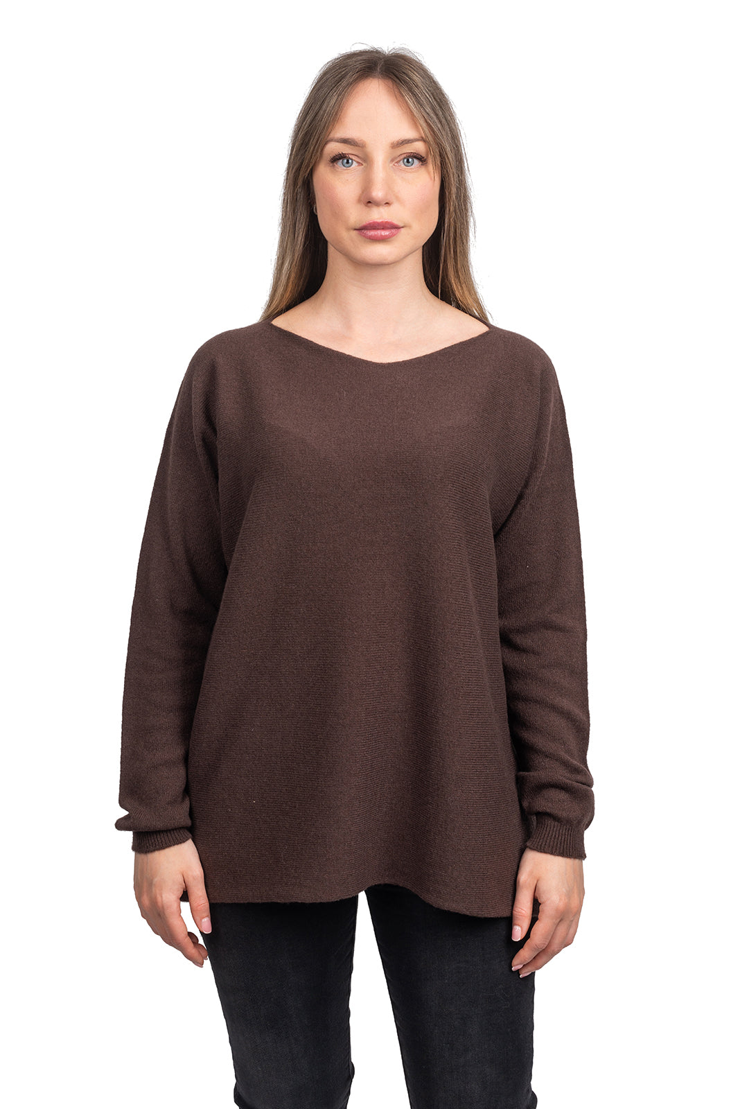 Brown Women's 100% Cashmere Oversized Sweater