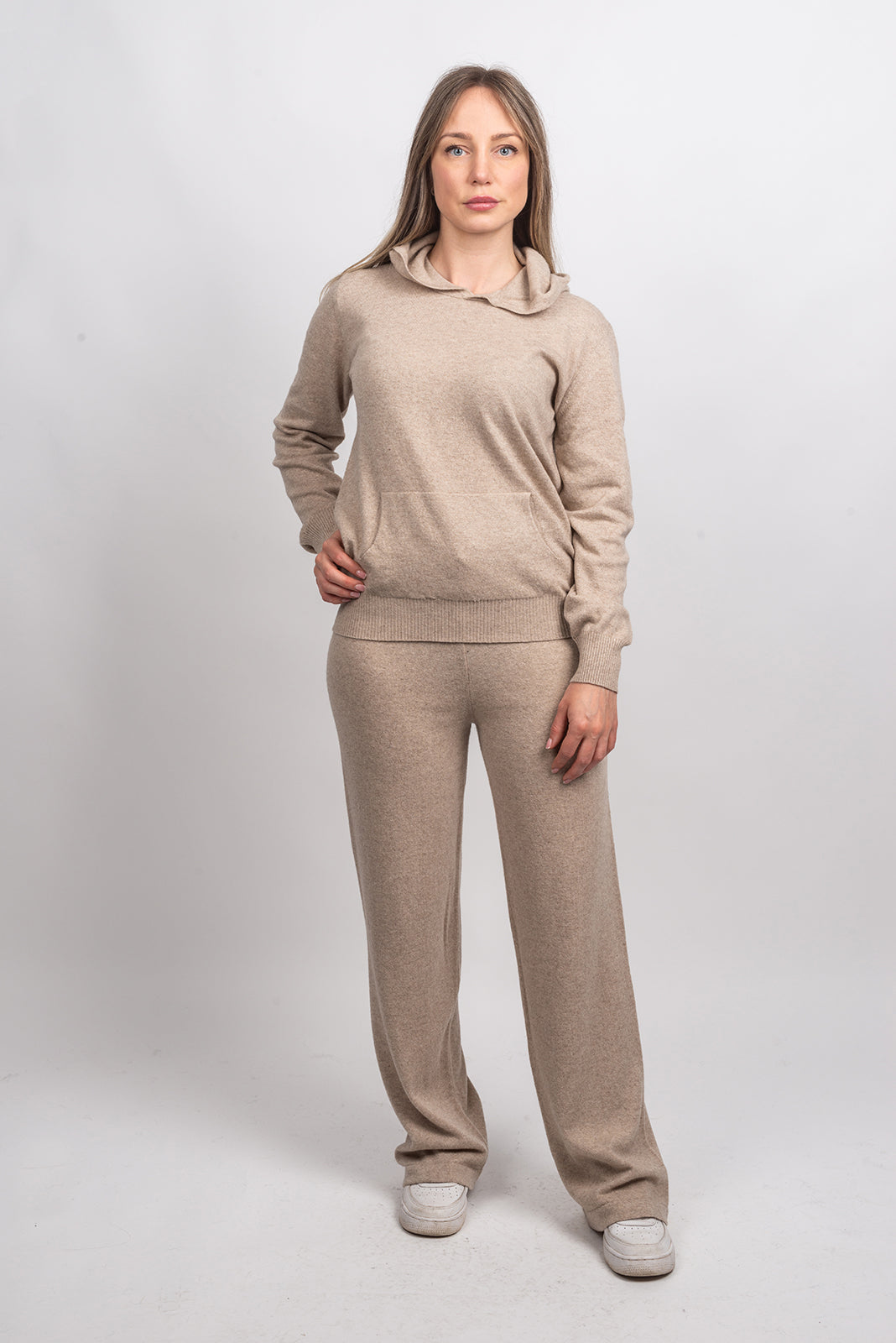 Beige Women's Cashmere Blend Pants, view 2