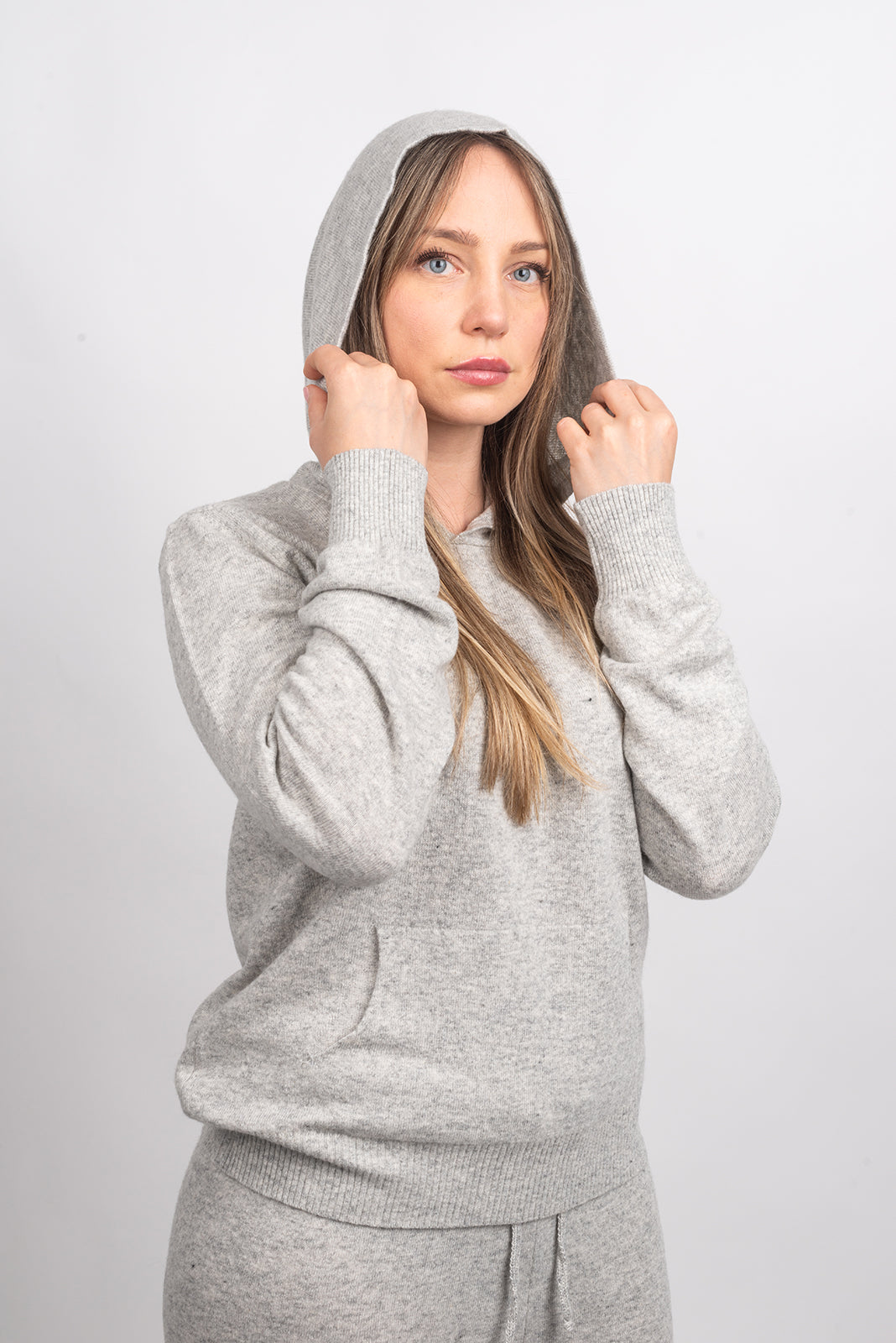 Women's Hooded Cashmere Blend Sweatshirt, view 16