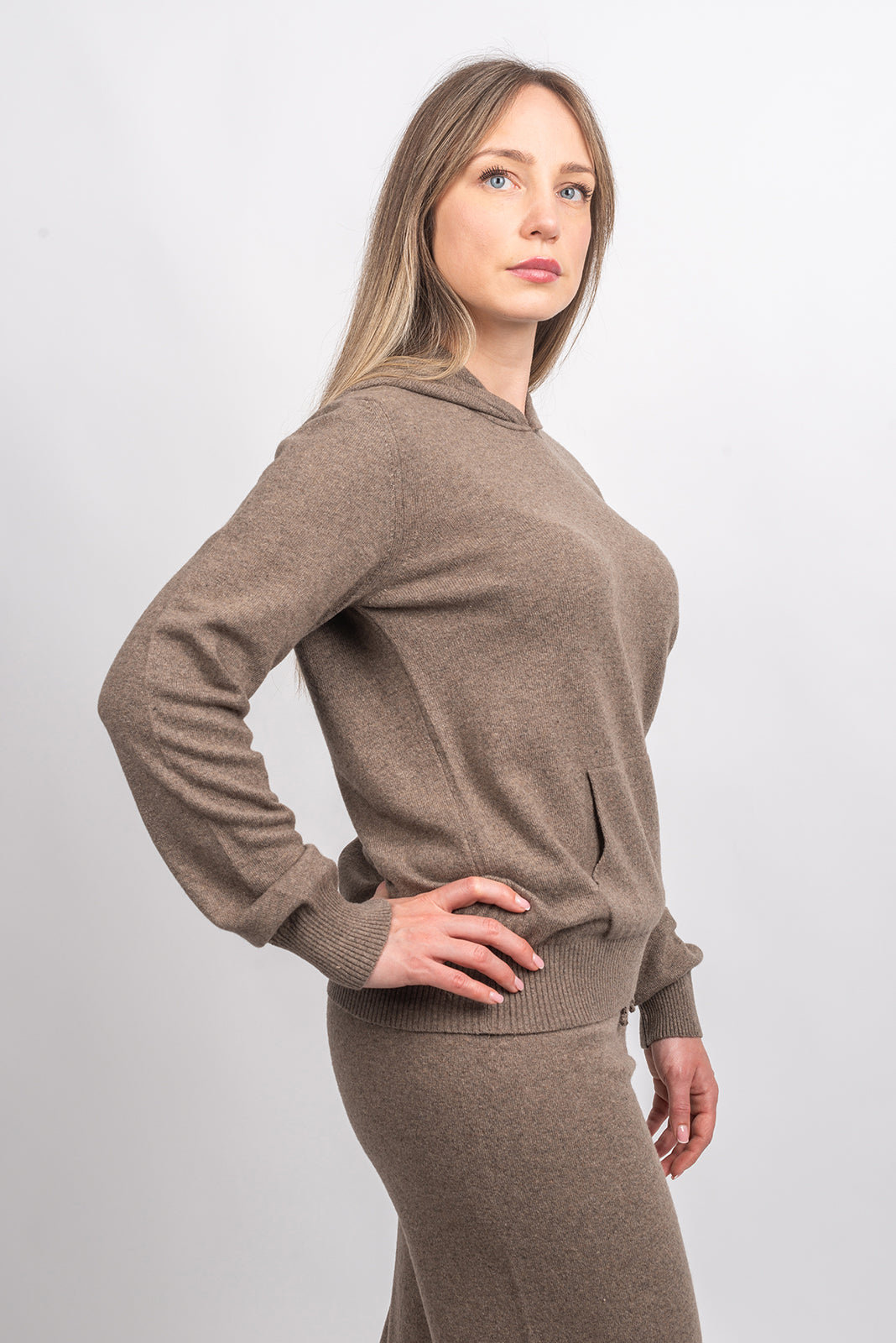Women's Hooded Cashmere Blend Sweatshirt, view 23