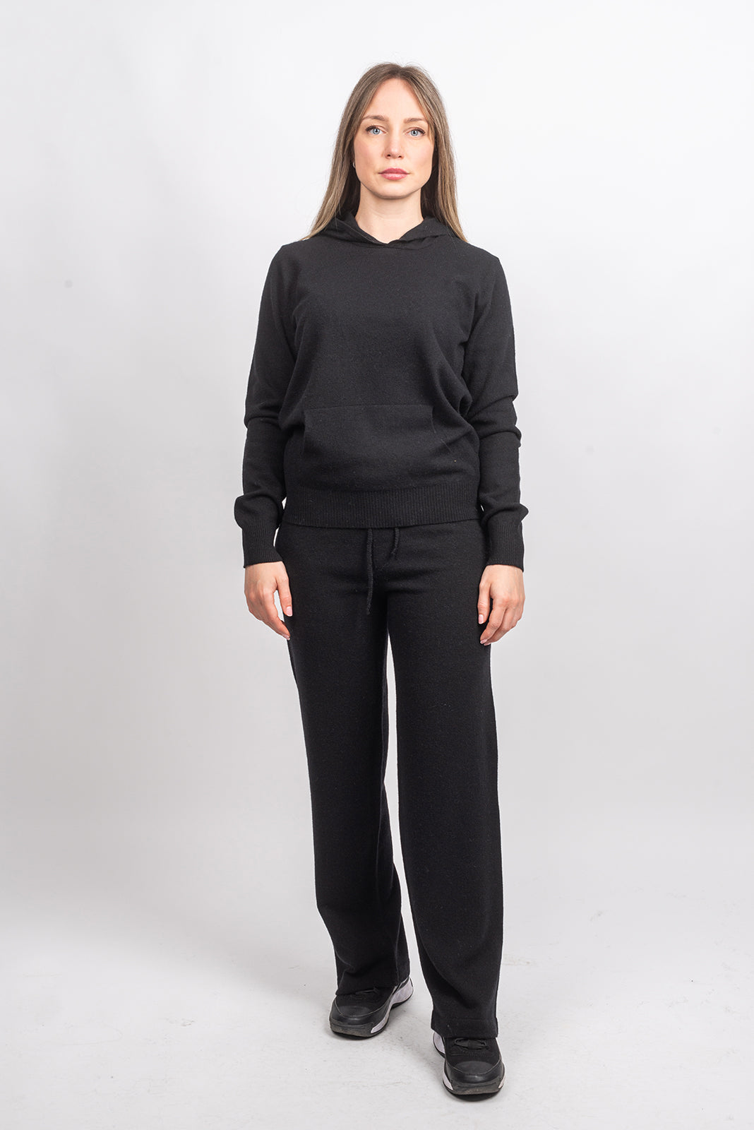 Black Women's Cashmere Blend Pants, view 3
