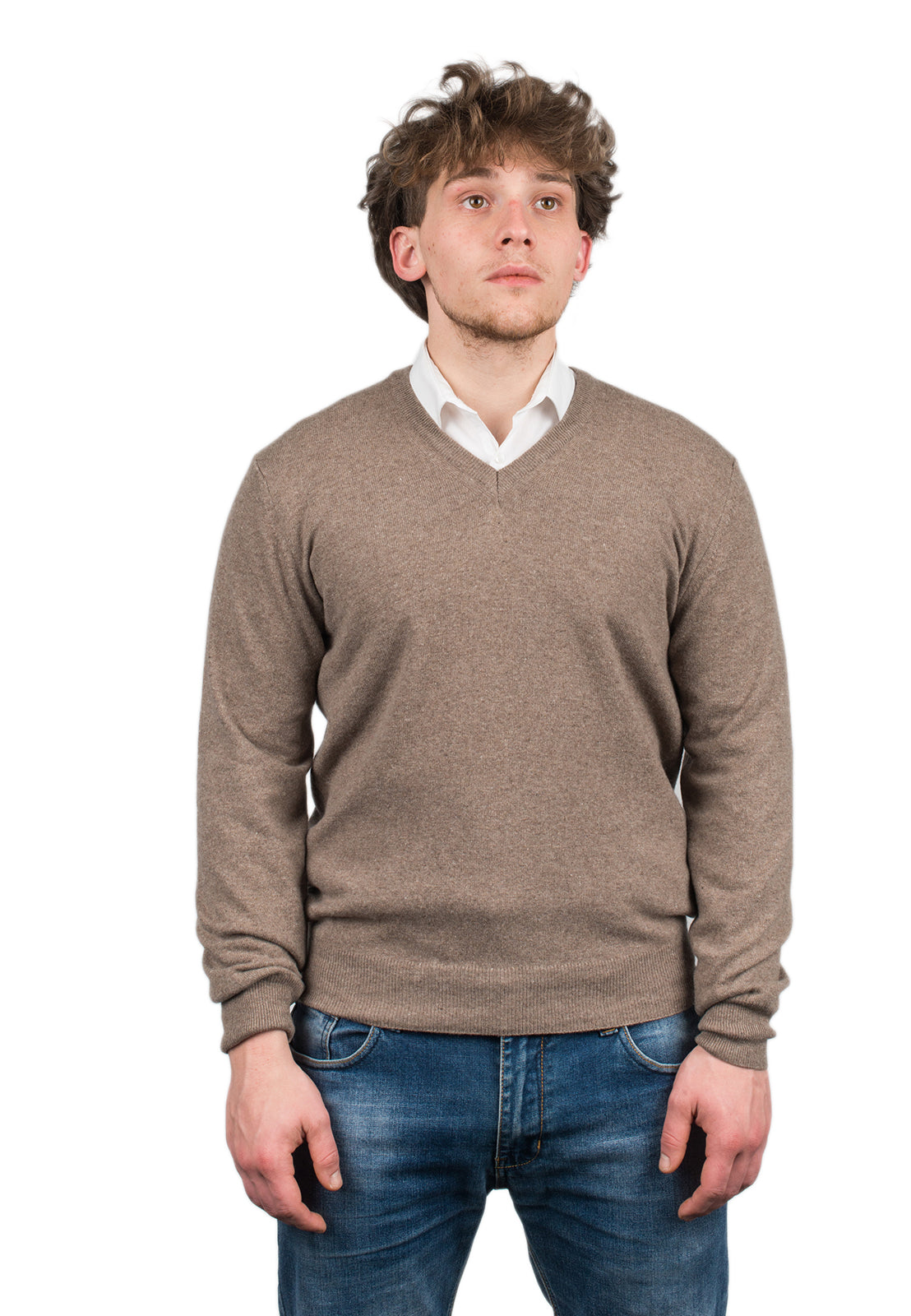 Mink Men's Cashmere Blend V-Neck