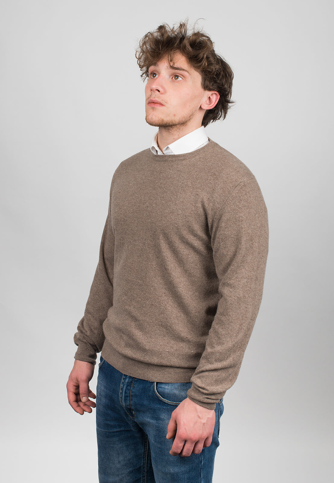 Mink Men's Cashmere Blend Crewneck, view 2