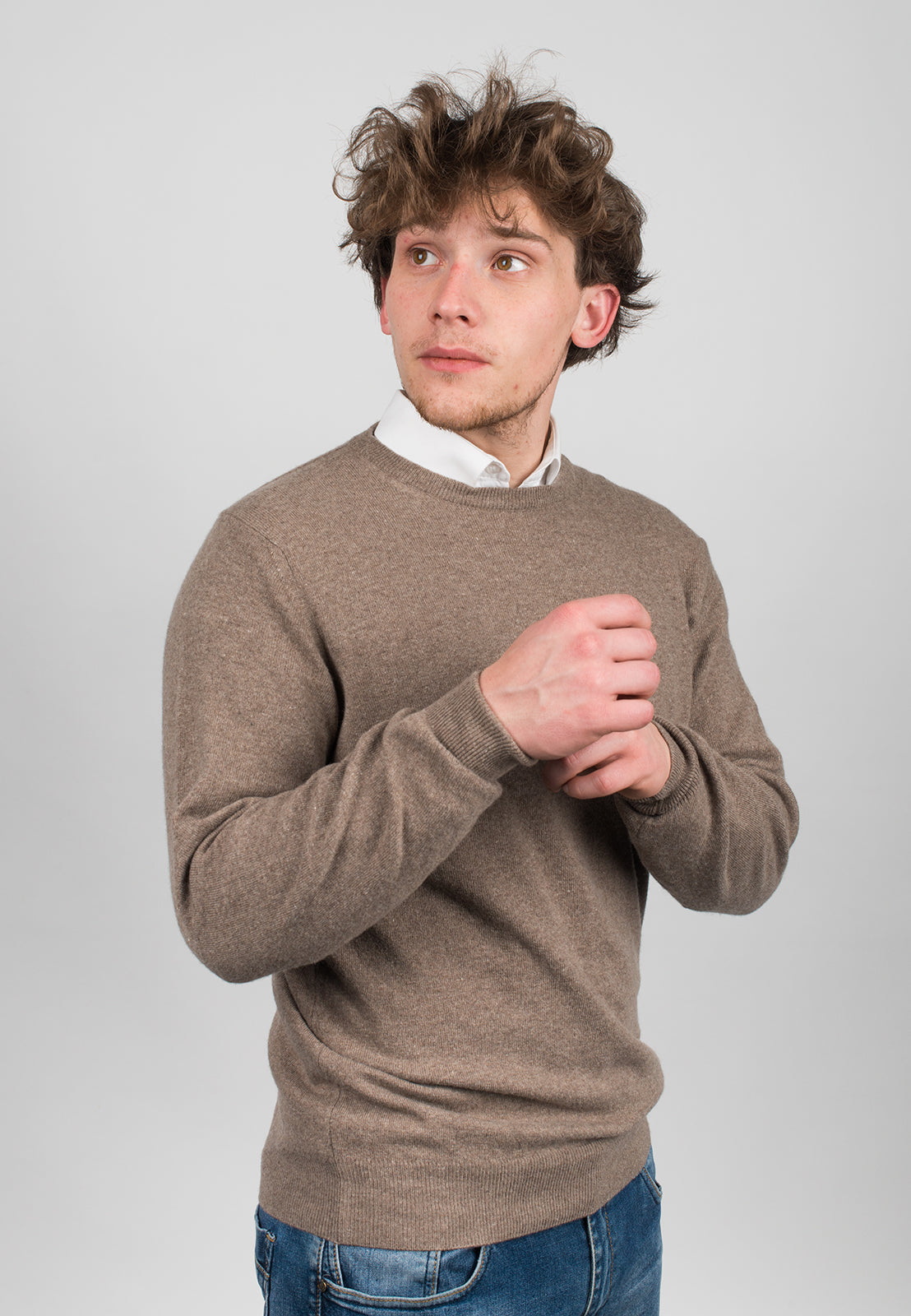 Mink Men's Cashmere Blend Crewneck, view 3