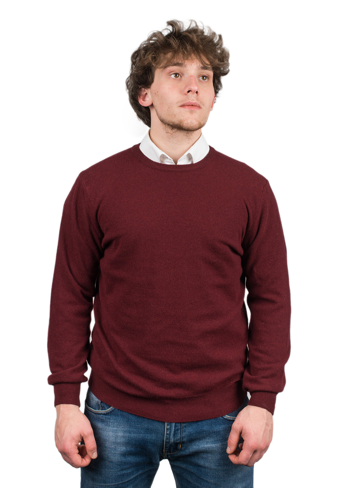 Burgundy Men's Cashmere Blend Crewneck