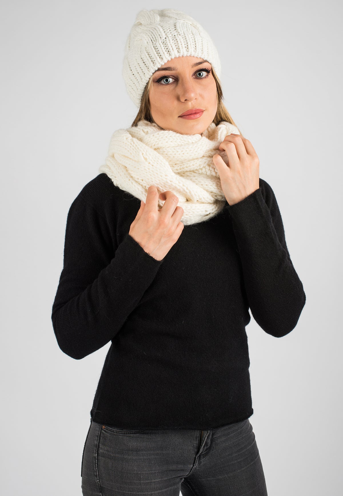 Cream Cable-Knit Scarf, view 4