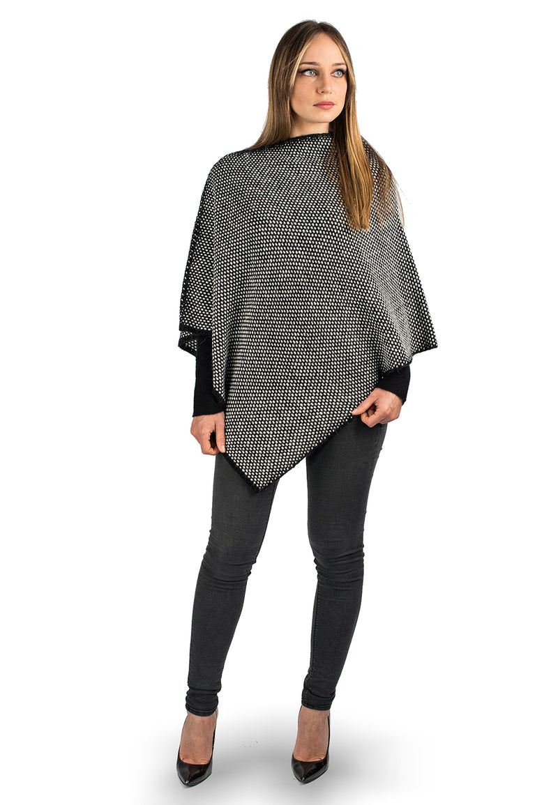 Salt and Pepper Poncho | Dalle Piane Cashmere