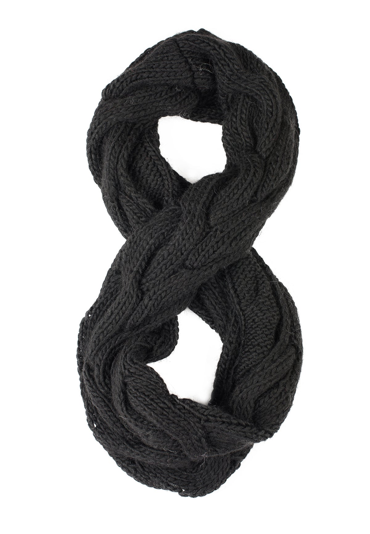 Black Cable-Knit Scarf, view 6