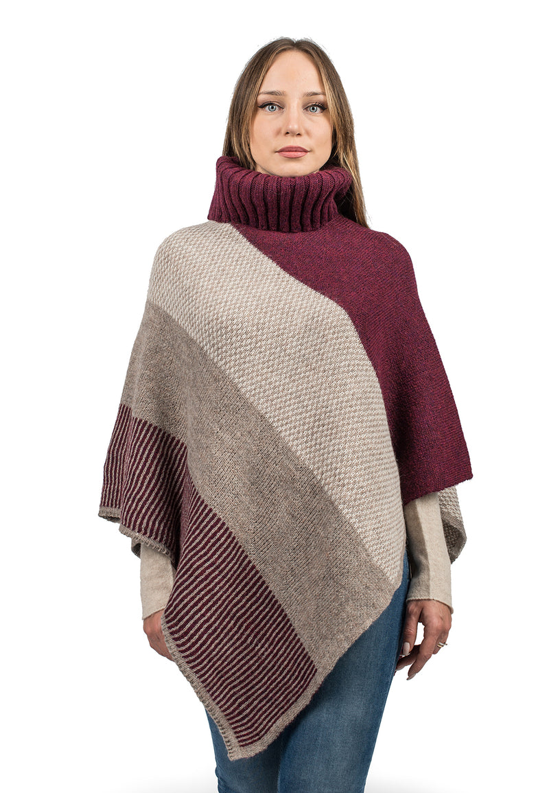 Striped turtleneck poncho | Dalle Piane Cashmere