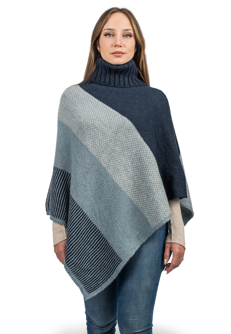 Striped turtleneck poncho | Dalle Piane Cashmere