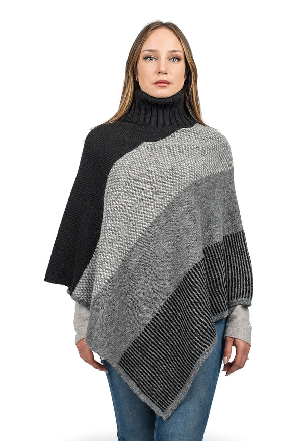 Striped turtleneck poncho | Dalle Piane Cashmere