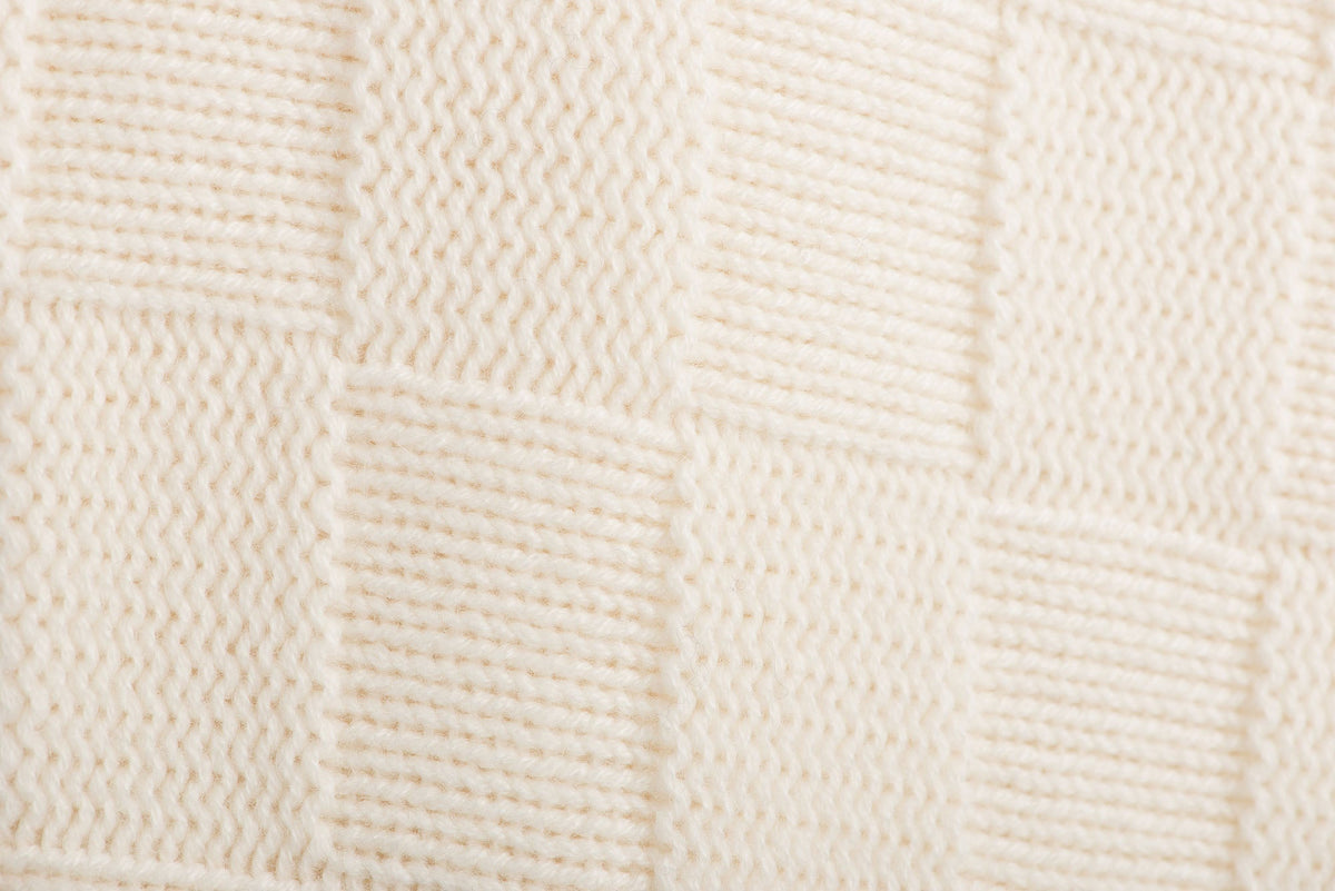 Cream Checkerboard 100% Cashmere Throw, view 2
