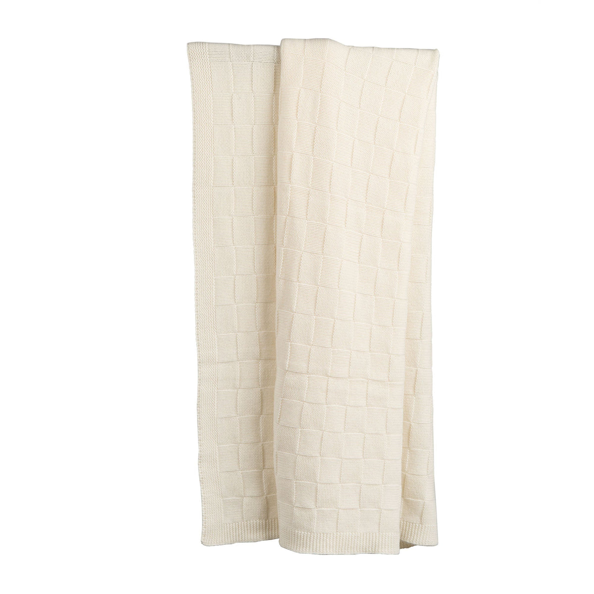 Cream Checkerboard 100% Cashmere Throw