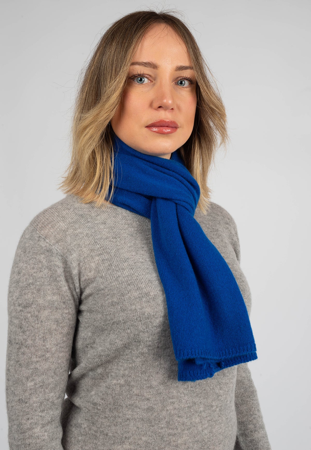 Electric Blue Unisex 100% Cashmere Scarf, view 2