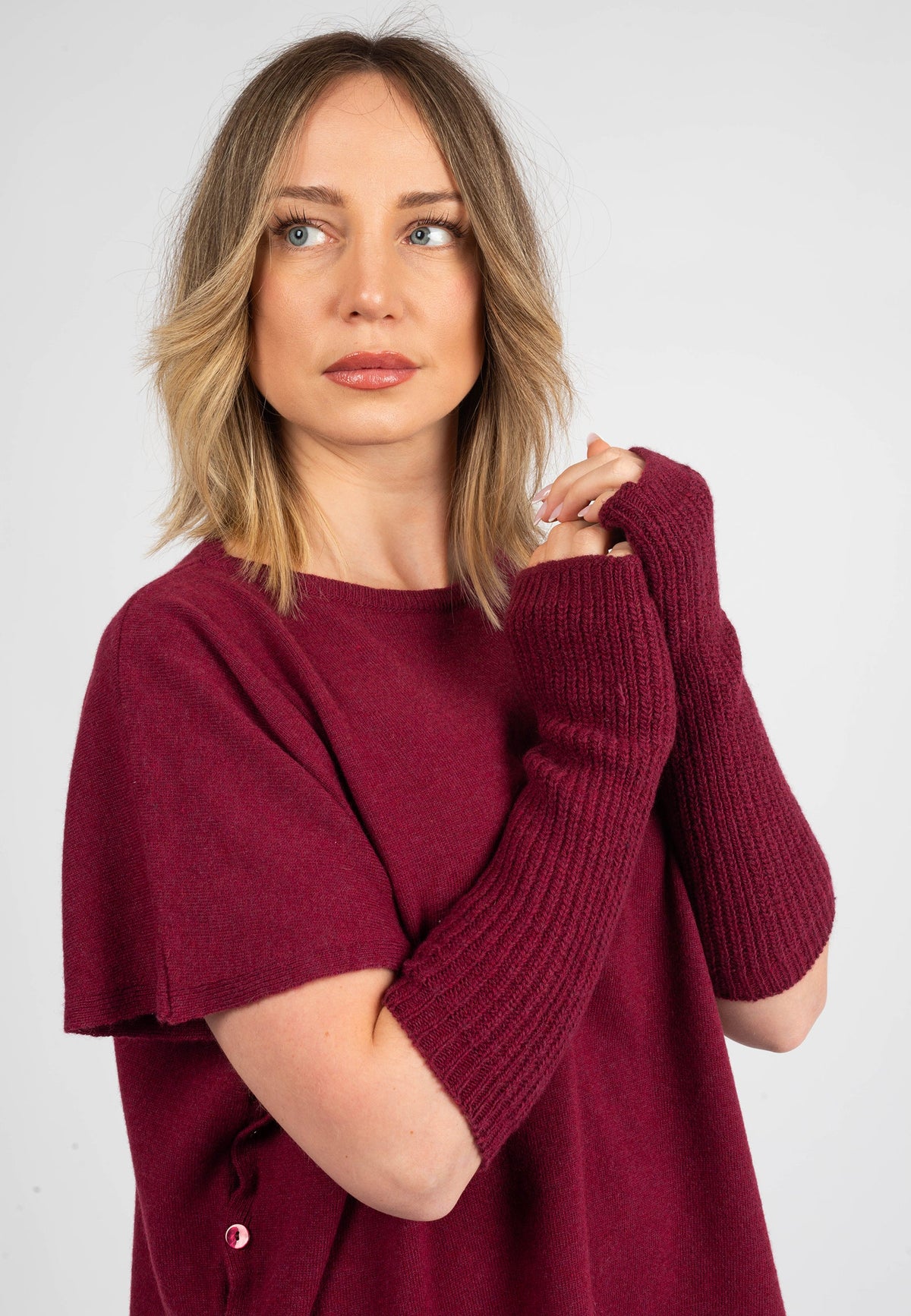 Women's Cashmere Blend Arm Warmers, burgundy | Dalle Piane Cashmere