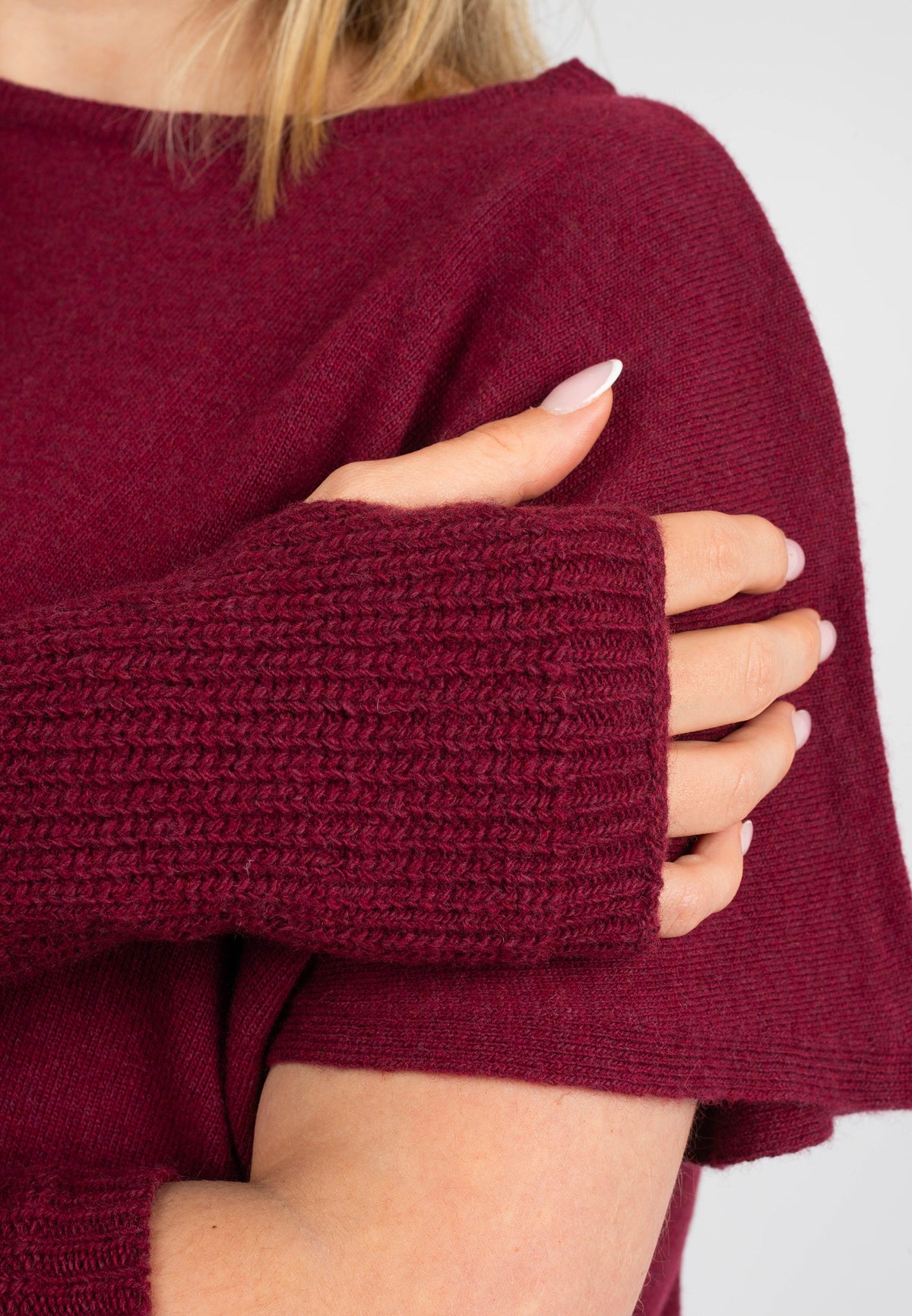 Women's Cashmere Blend Arm Warmers, burgundy | Dalle Piane Cashmere