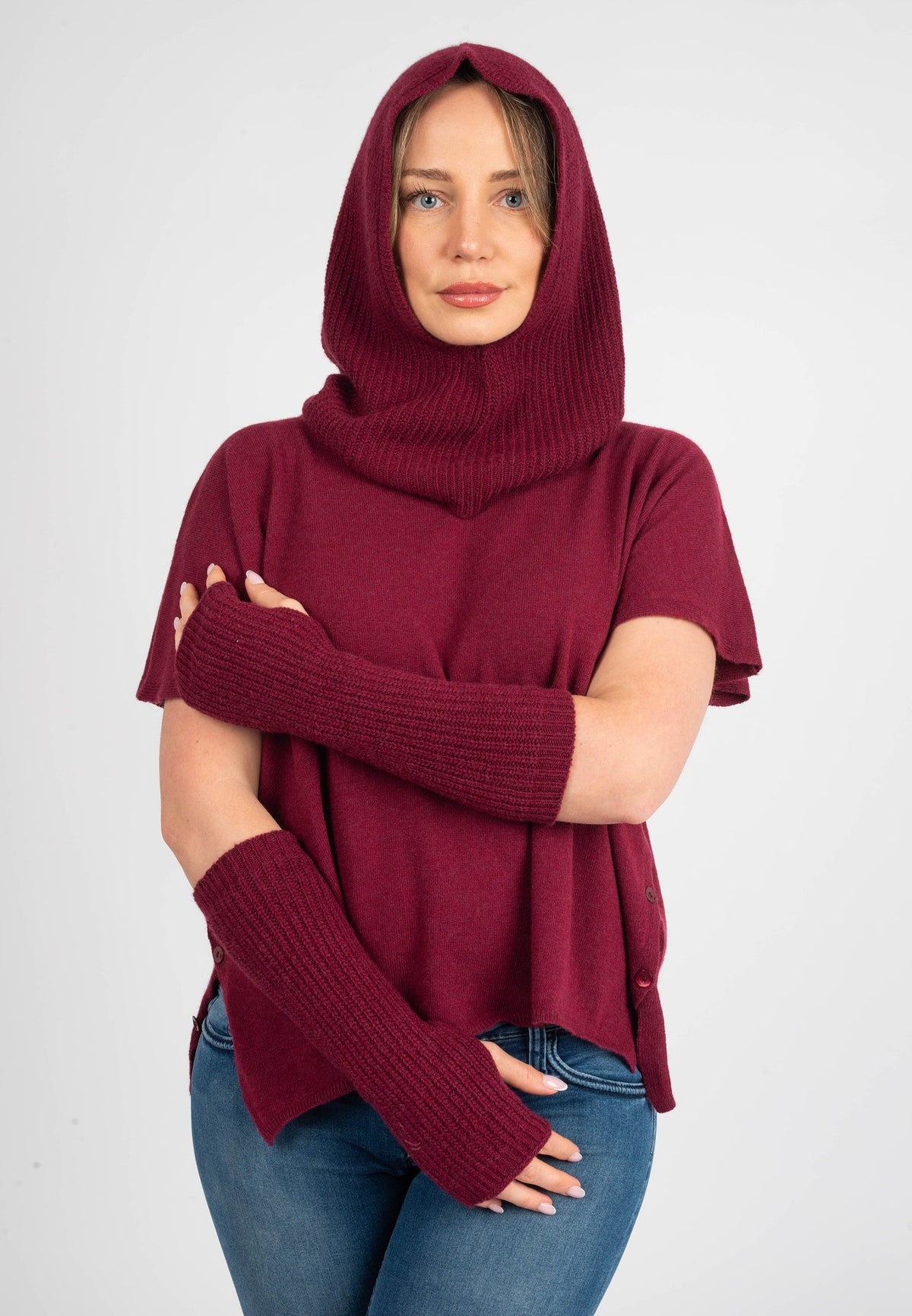 Cashmere Blend Balaclava, burgundy | Dalle Piane Cashmere