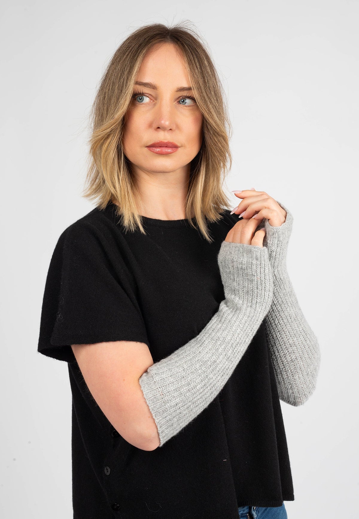 Women's Cashmere Blend Arm Warmers, gray | Dalle Piane Cashmere