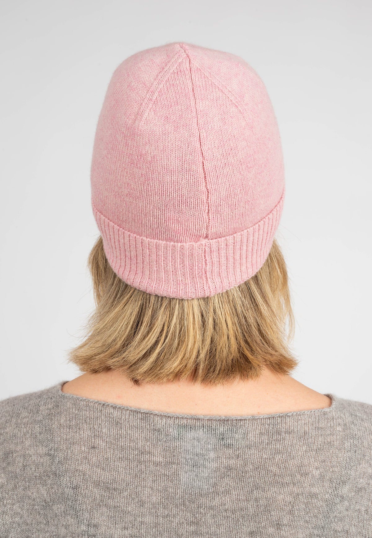 Women's Plain-Knit 100% Cashmere Beanie, pink | Dalle Piane Cashmere