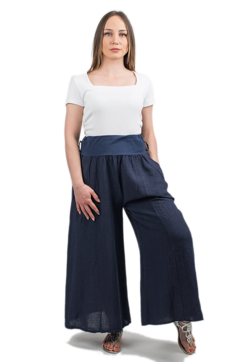 Palazzo trousers 100% linen | Dalle Piane Cashmere