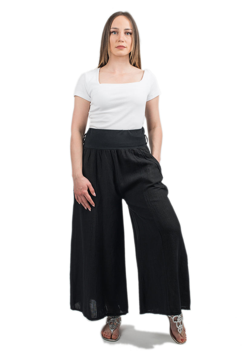 Palazzo trousers 100% linen | Dalle Piane Cashmere